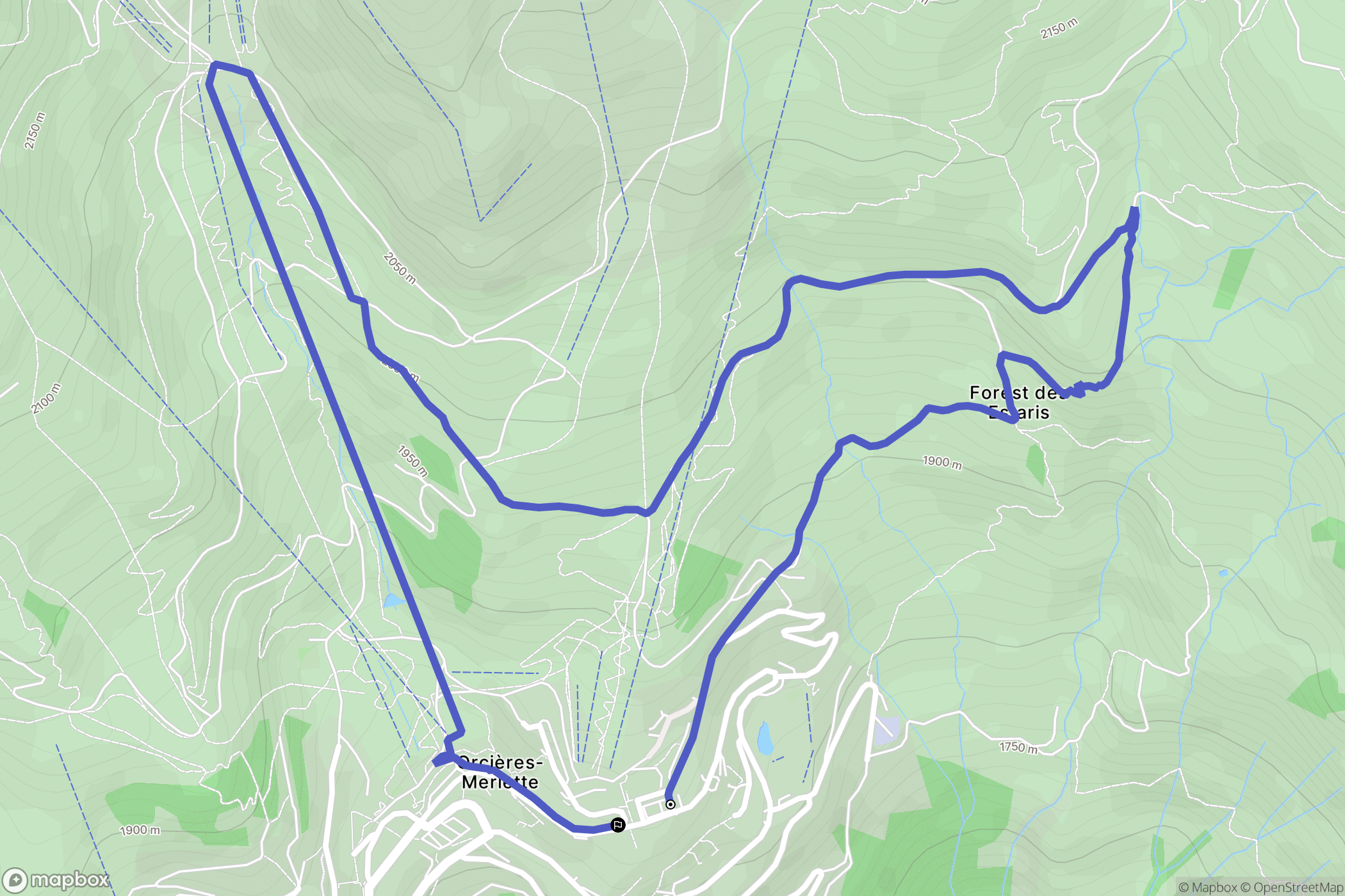 Orcières : carte du parcours de randonnée - France