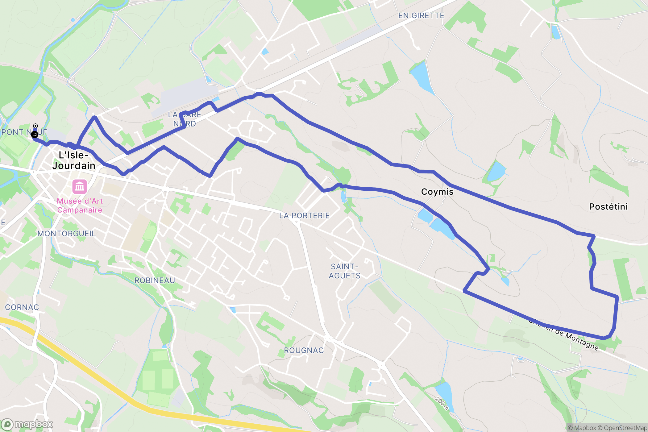 L'Isle-Jourdain : carte du parcours de randonnée - France