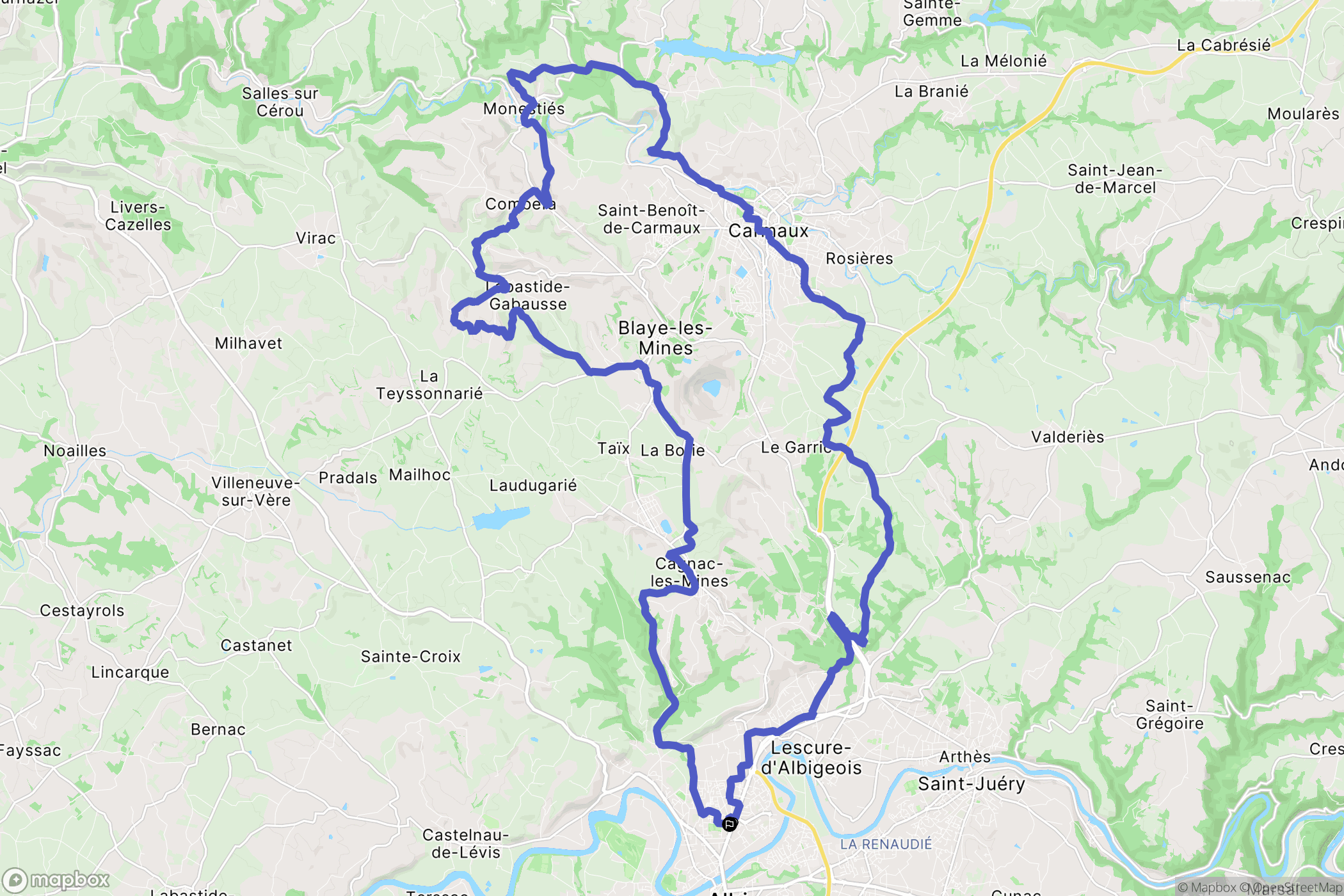 Albi : carte du parcours de randonnée - France