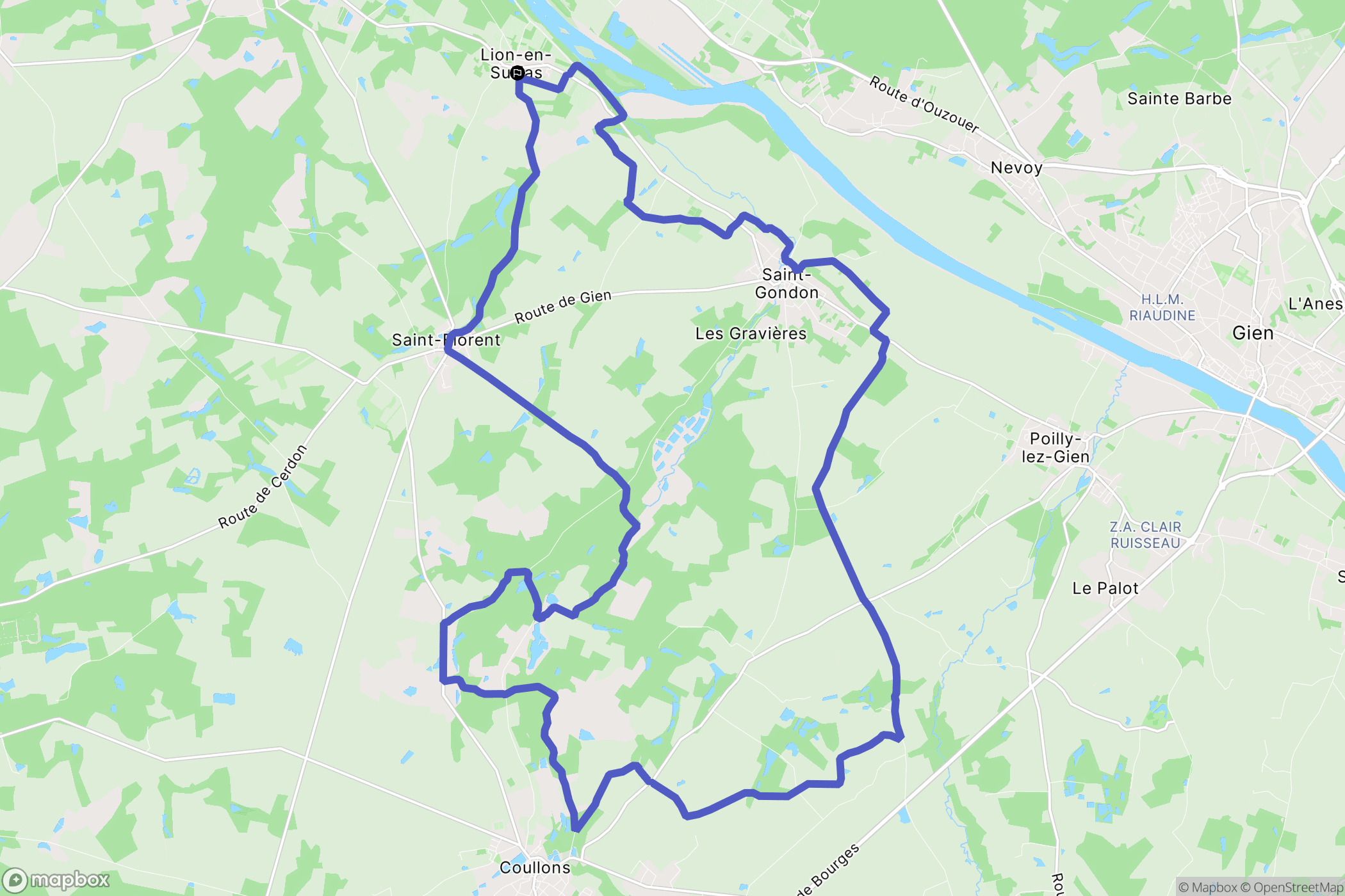 Lion-en-Sullias : carte du parcours de randonnée - France