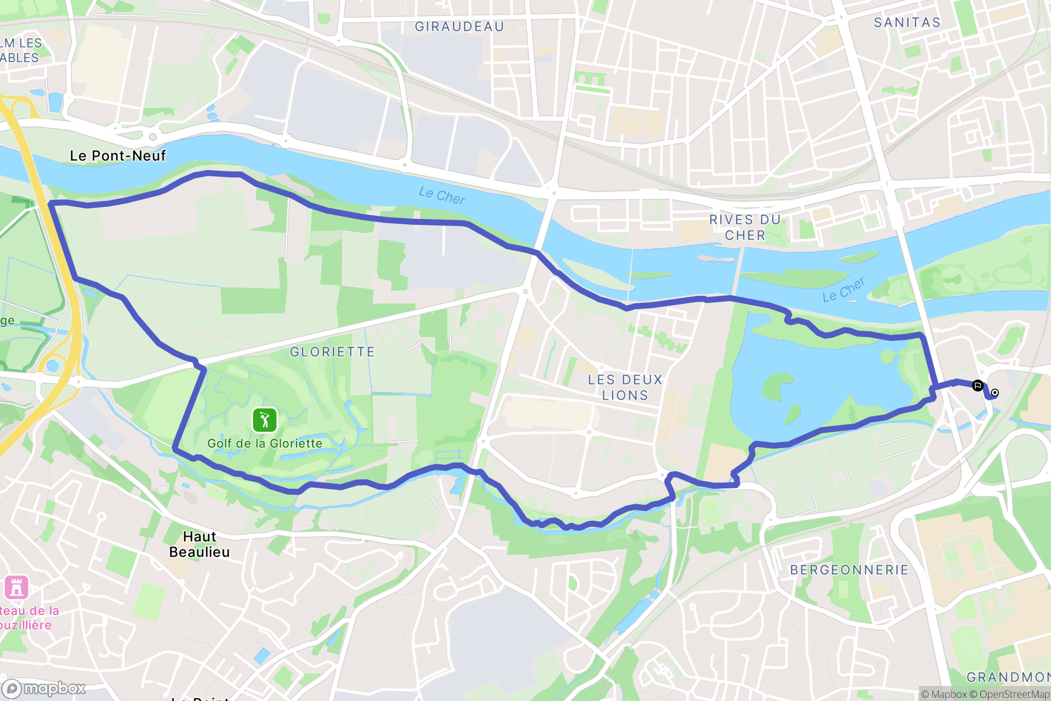Tours : carte du parcours de randonnée - France