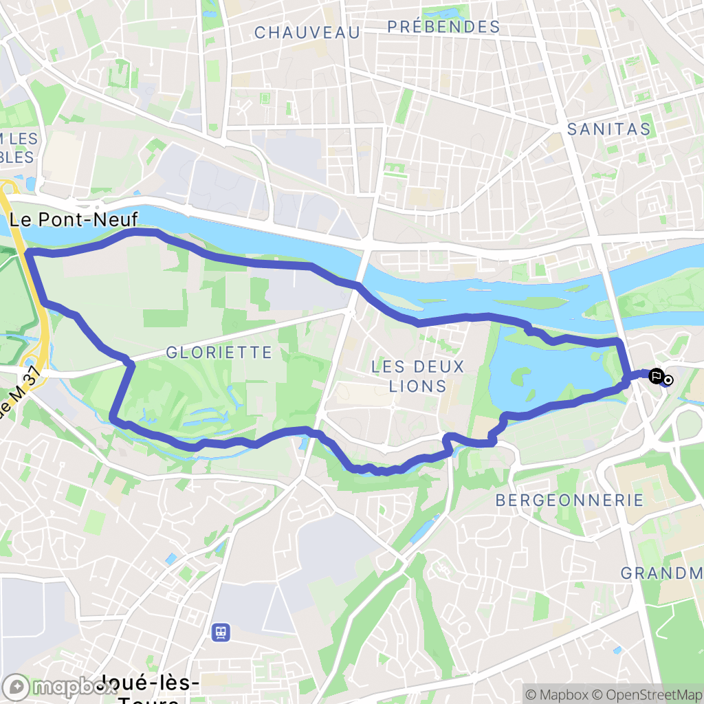Tours : carte du parcours de randonnée - France