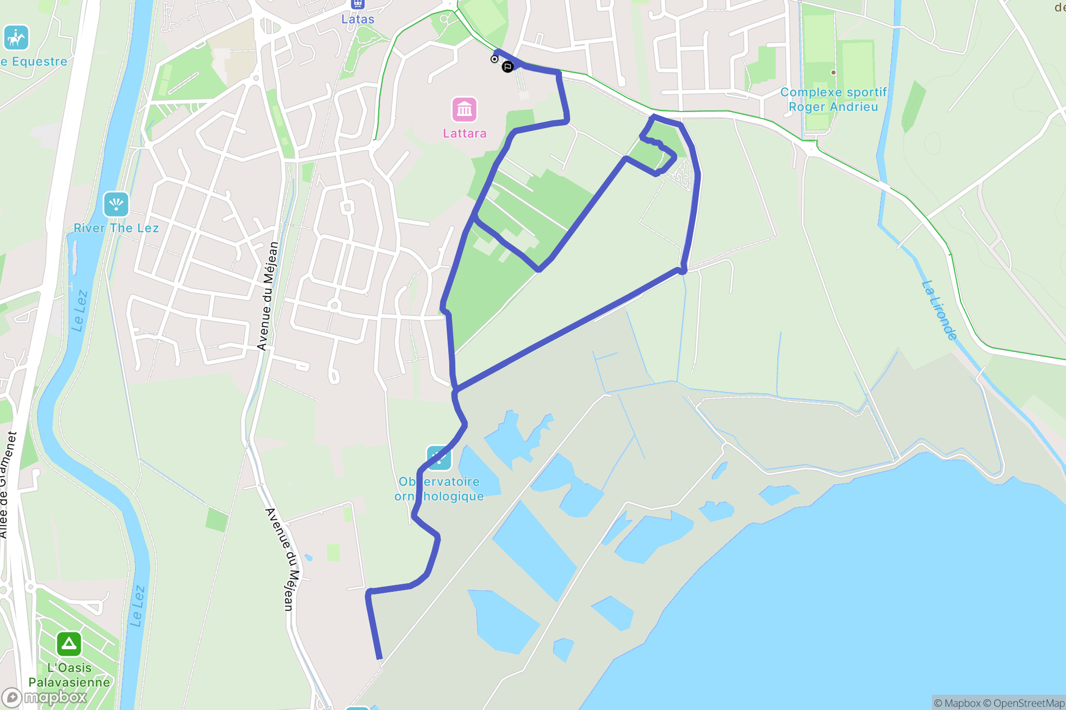 Lattes : carte du parcours de randonnée - France