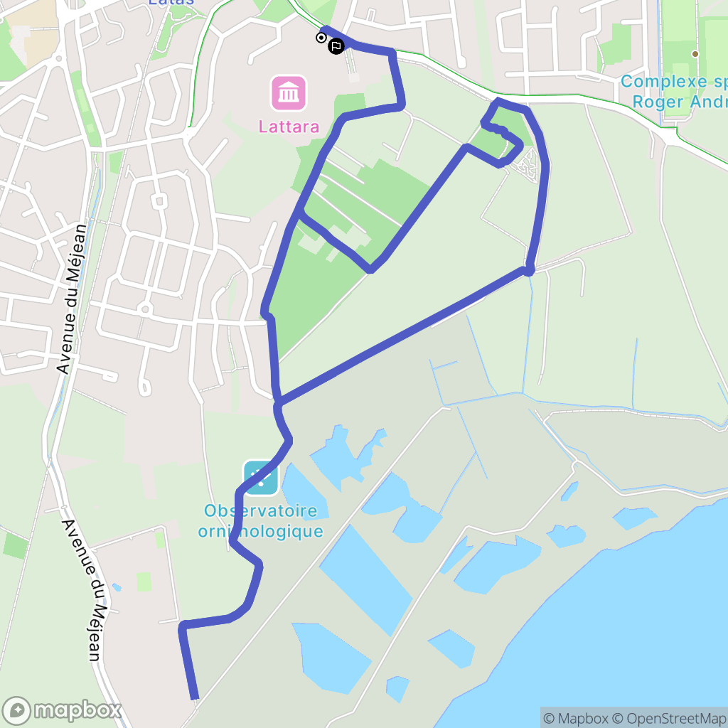 Lattes : carte du parcours de randonnée - France