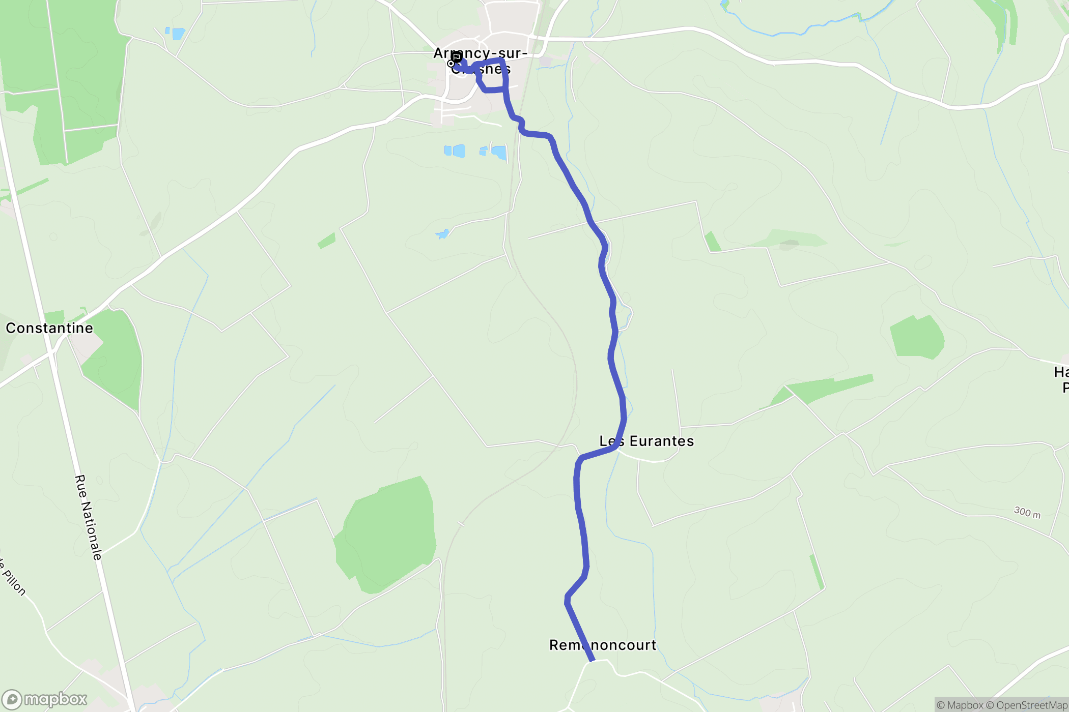 Arrancy-sur-Crusnes : carte du parcours de randonnée - France