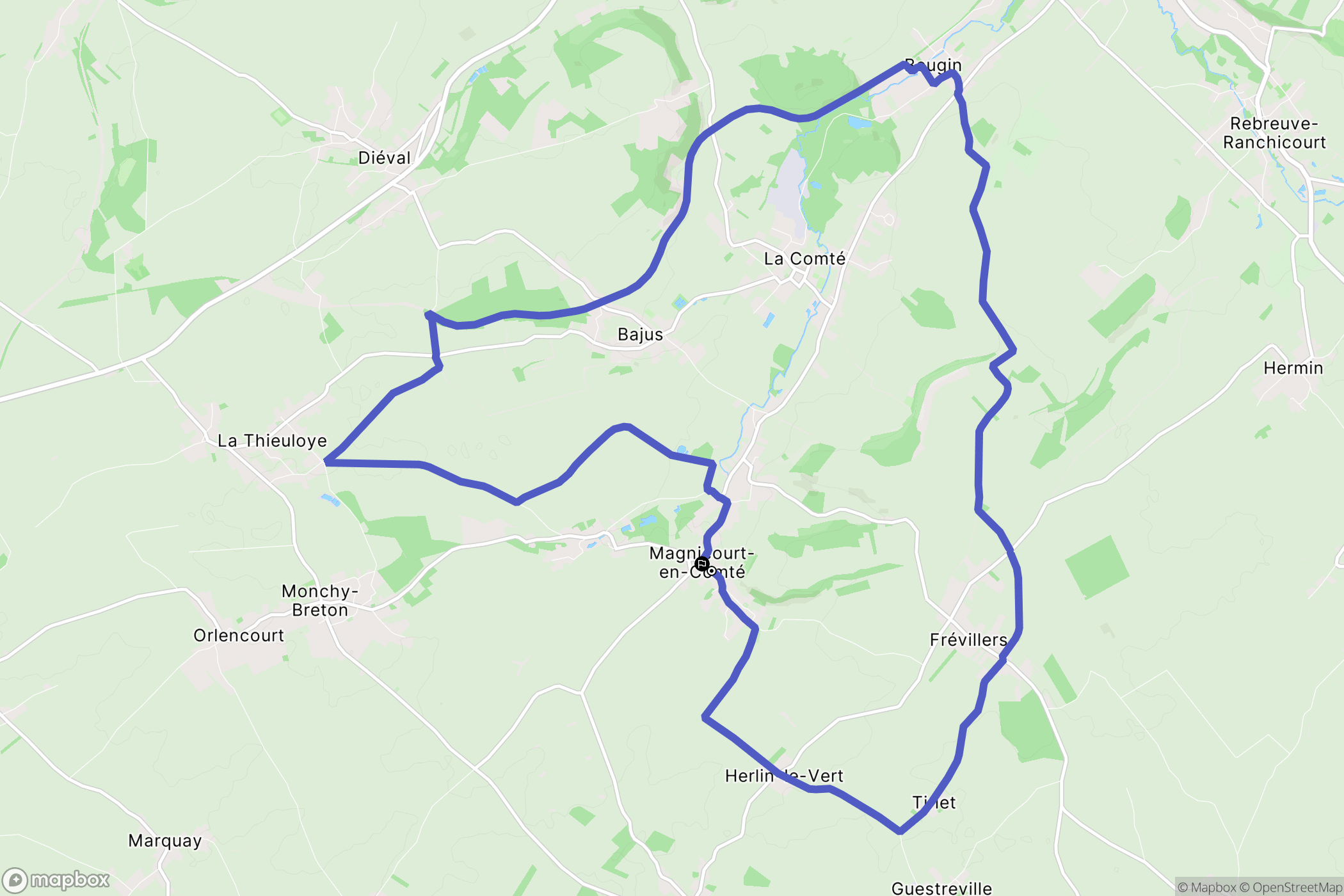Magnicourt-en-Comte : carte du parcours de randonnée - France