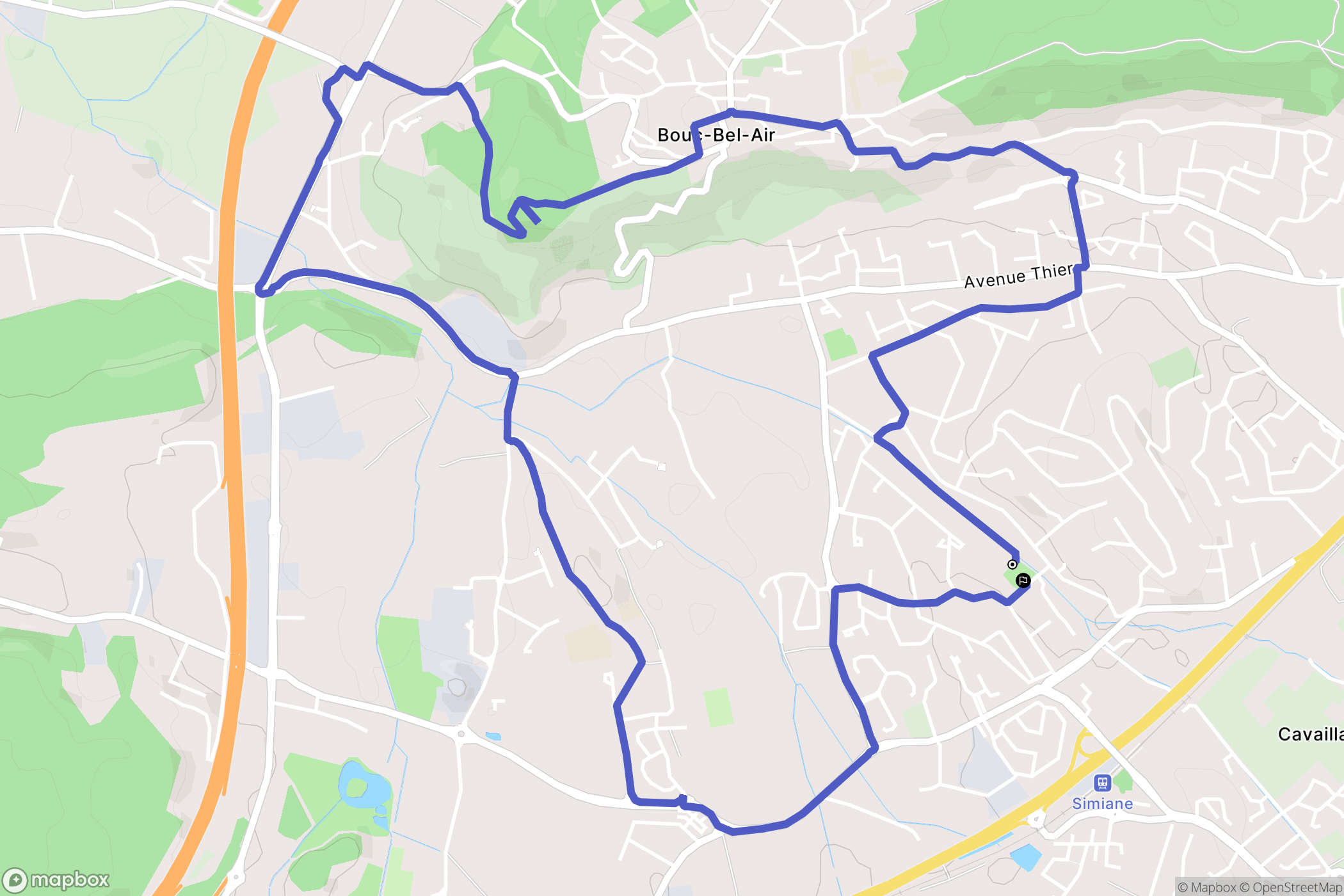 Bouc-Bel-Air : carte du parcours de randonnée - France