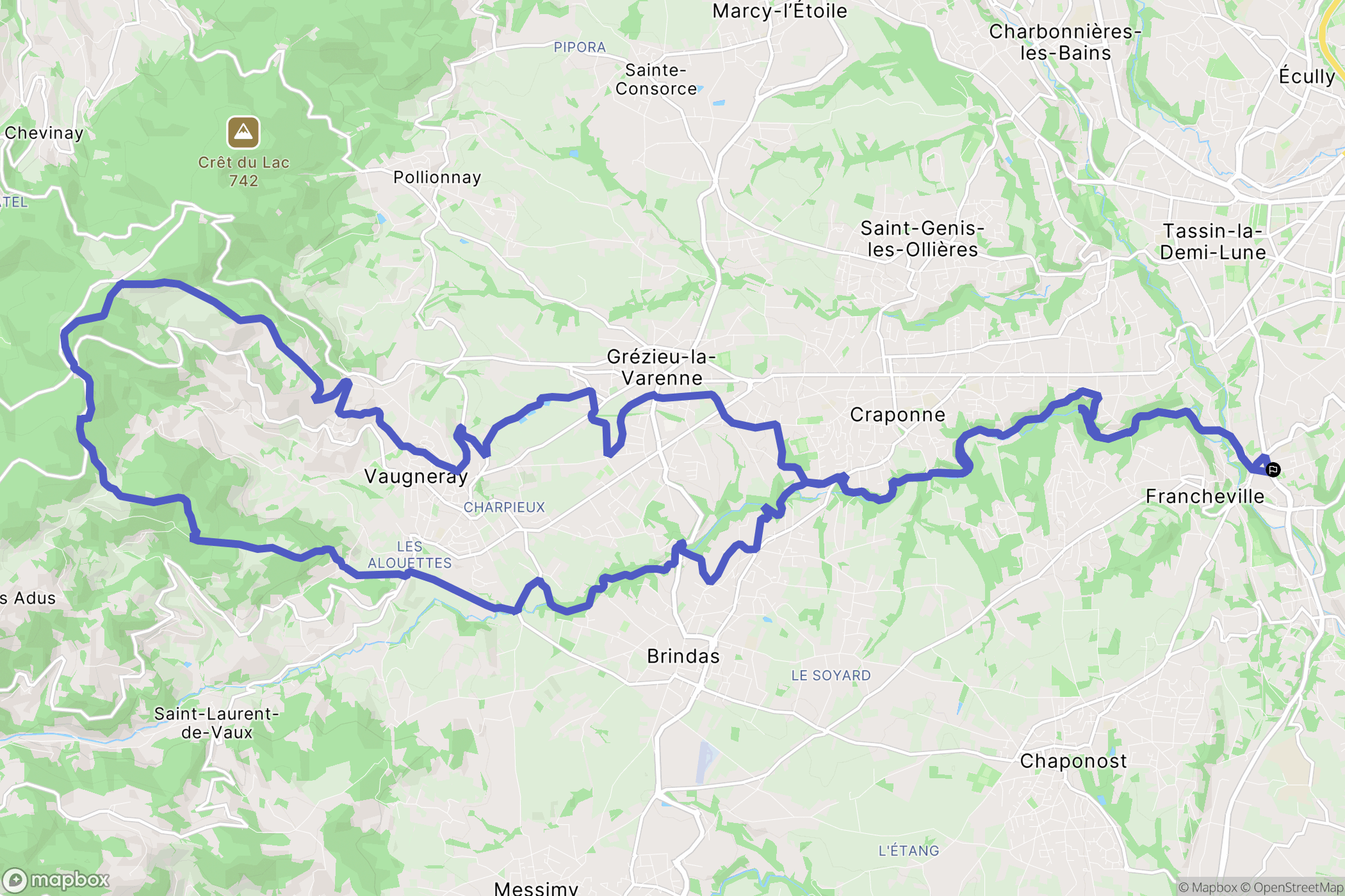 Francheville : carte du parcours de randonnée - France