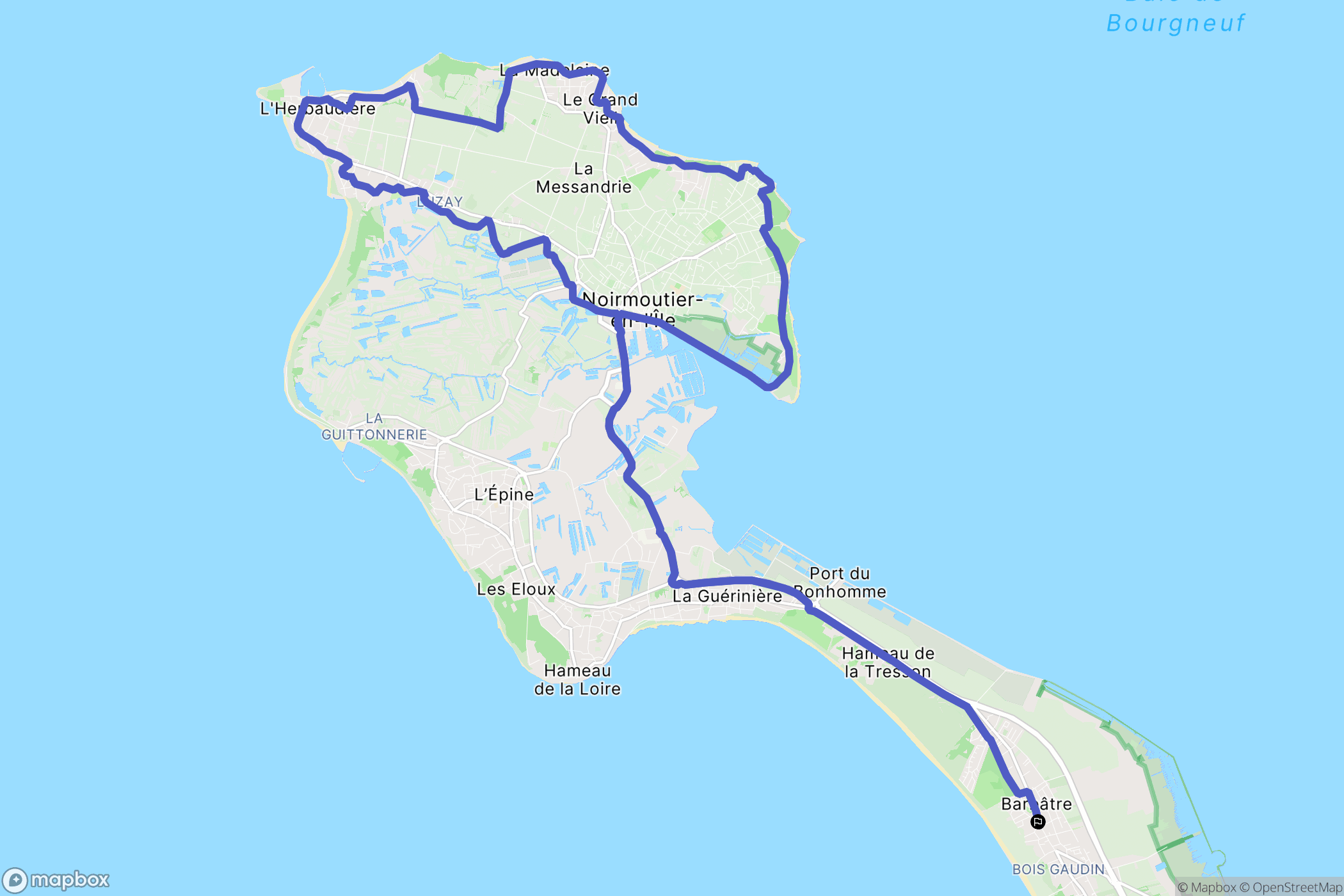 Barbâtre : carte du parcours de randonnée - France