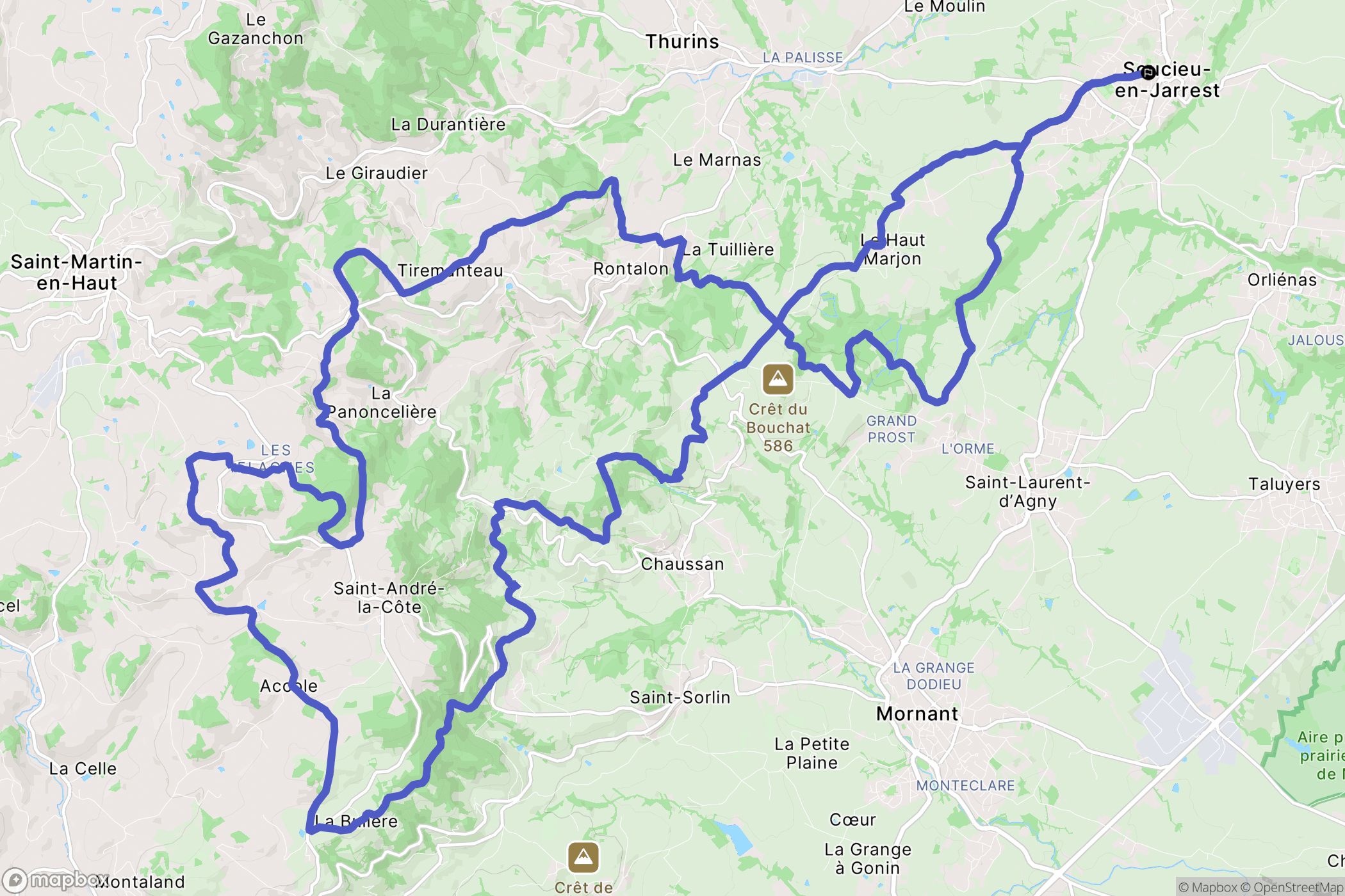 Soucieu-en-Jarrest : carte du parcours de randonnée - France