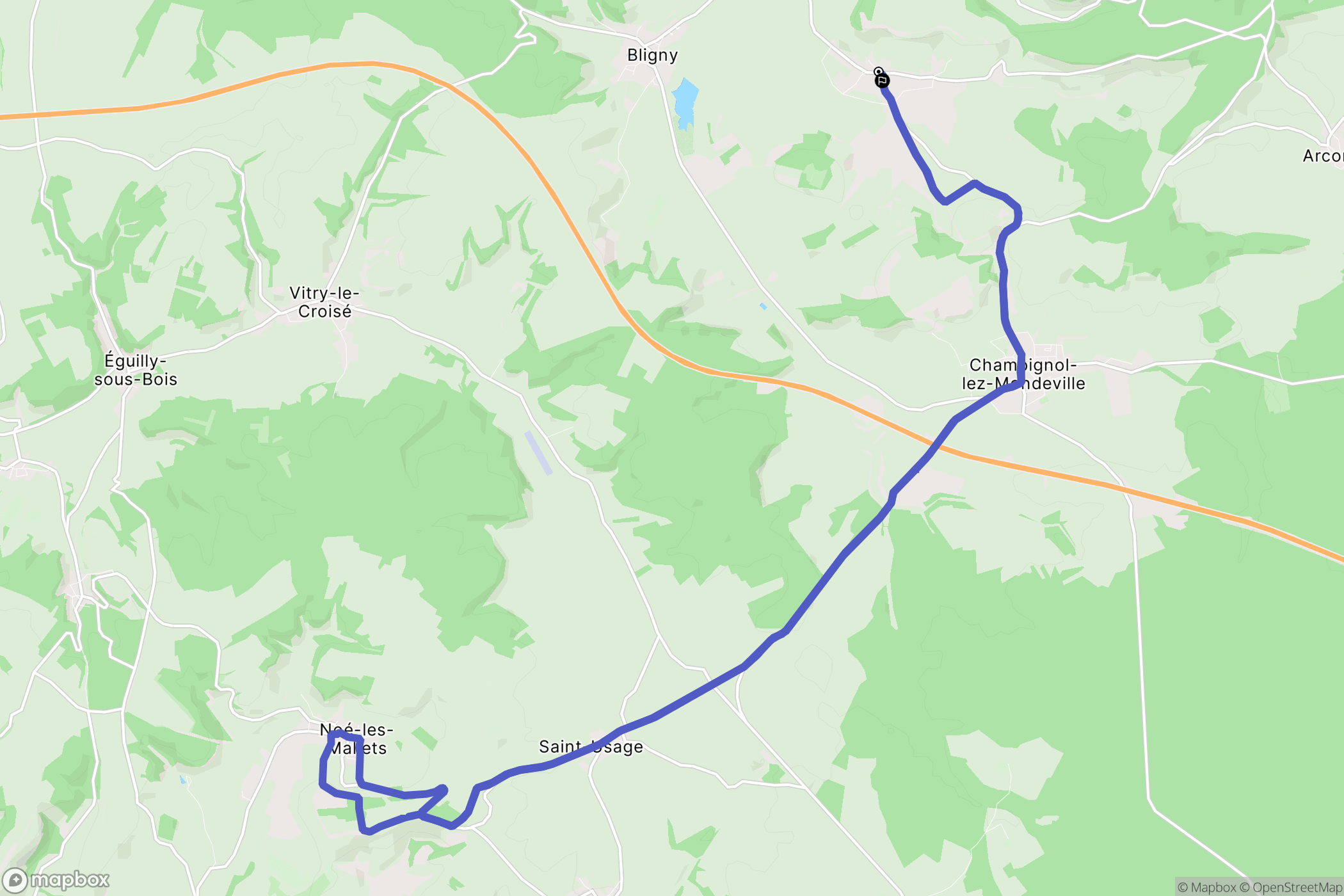 Urville : carte du parcours de randonnée - France