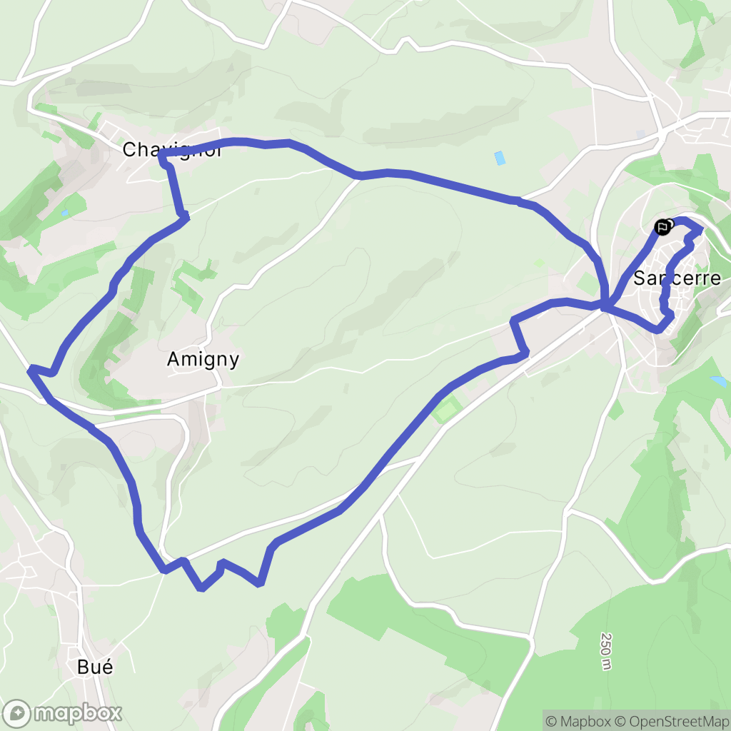 Sancerre : carte du parcours de randonnée - France