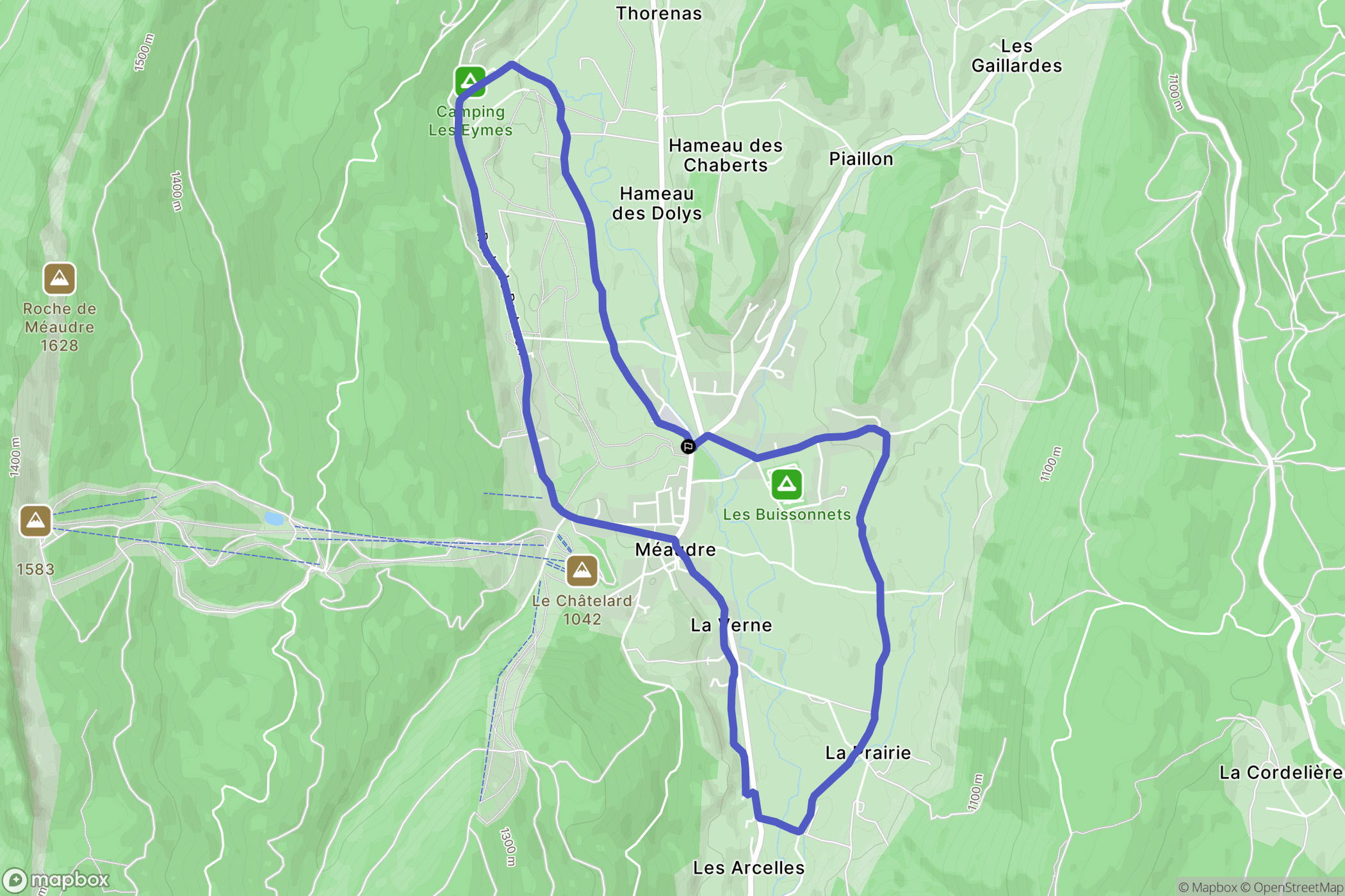 Méaudre : carte du parcours de randonnée - France