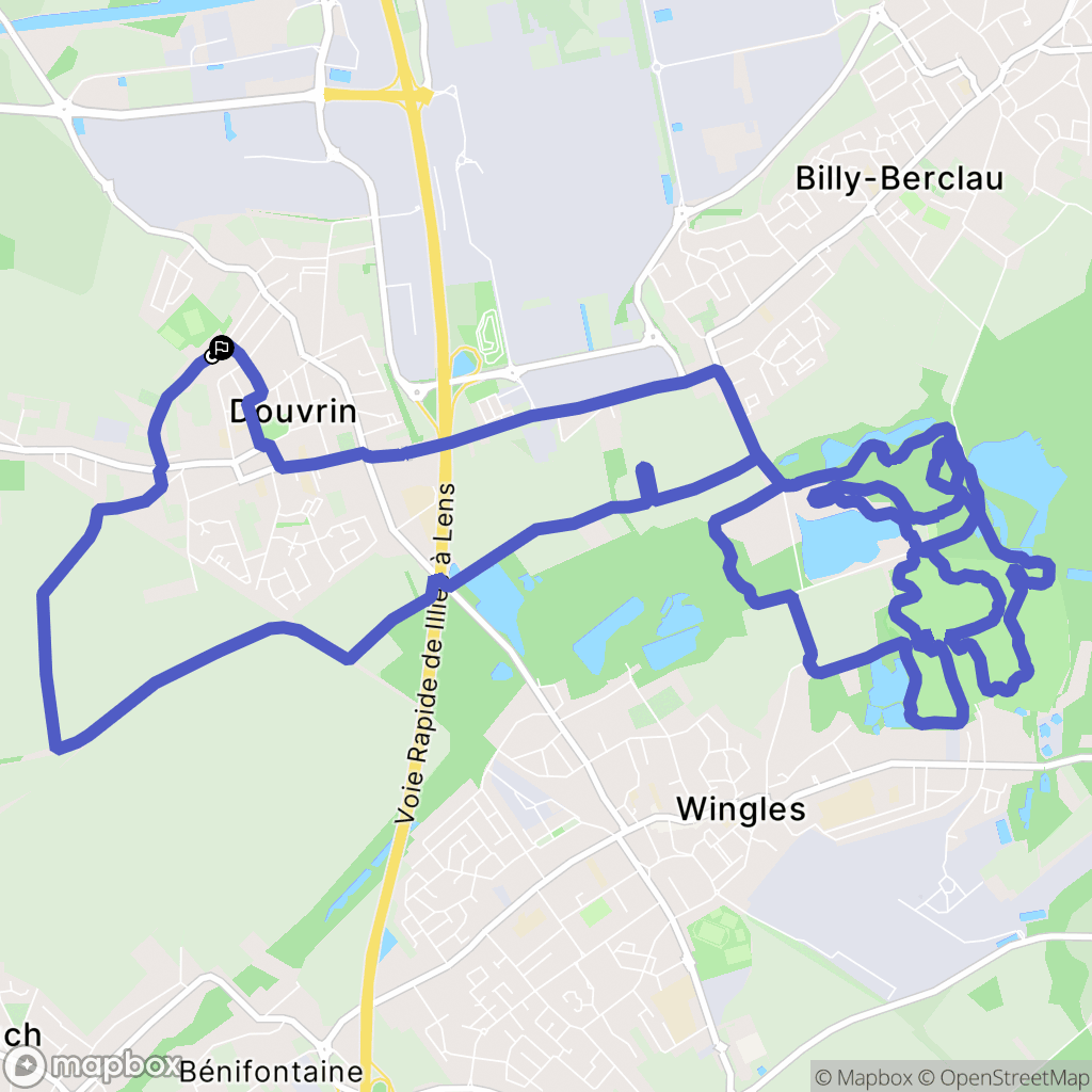 Douvrin : carte du parcours de randonnée - France