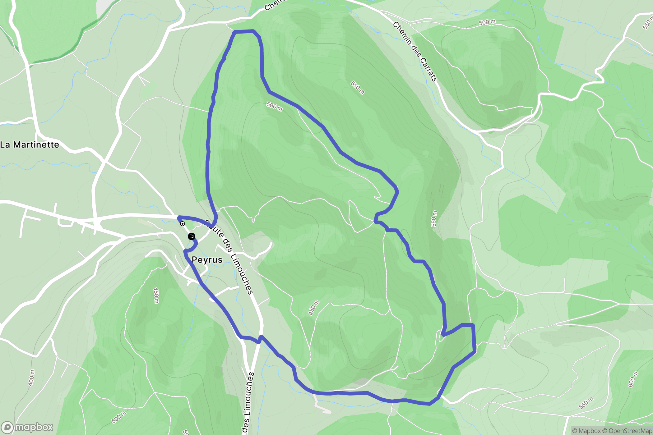 Peyrus : carte du parcours de randonnée - France