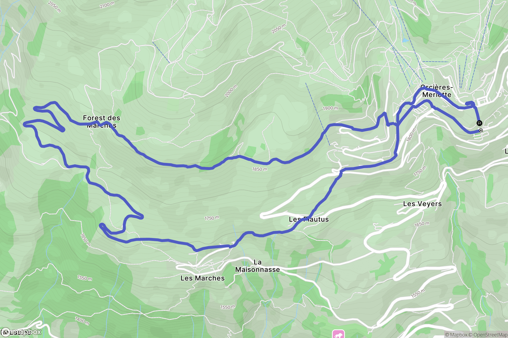 Orcières : carte du parcours de randonnée - France