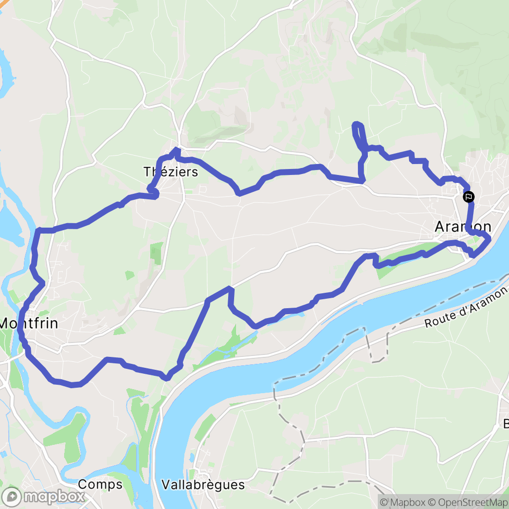 Aramon : carte du parcours de randonnée - France