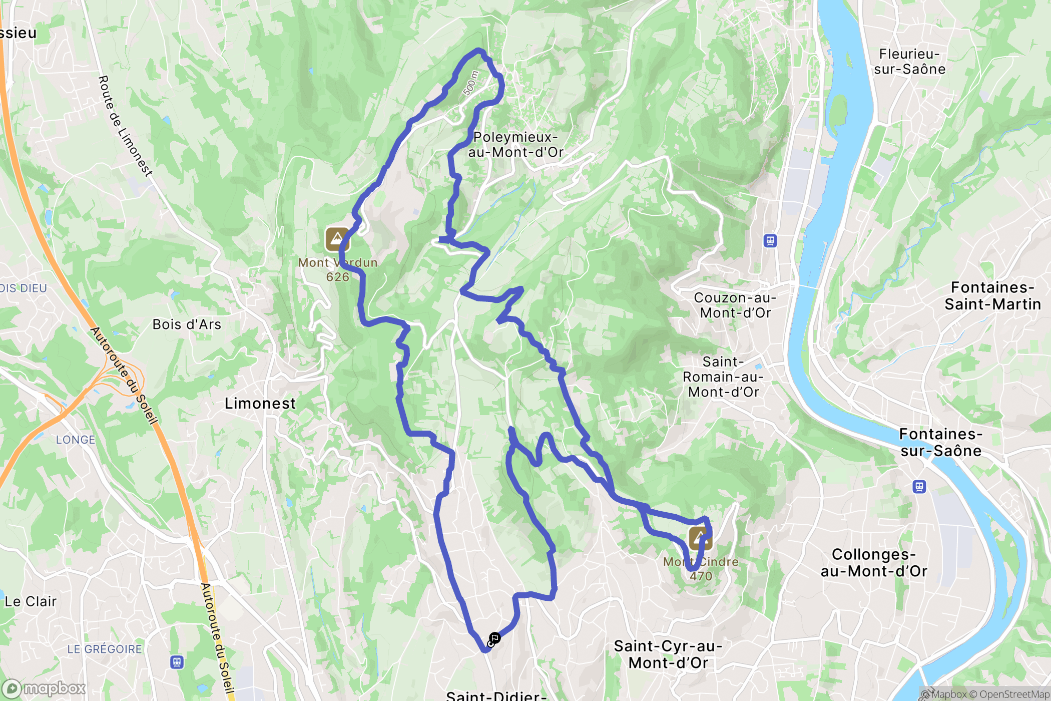 Saint-Didier-au-Mont-d'Or : carte du parcours de randonnée - France