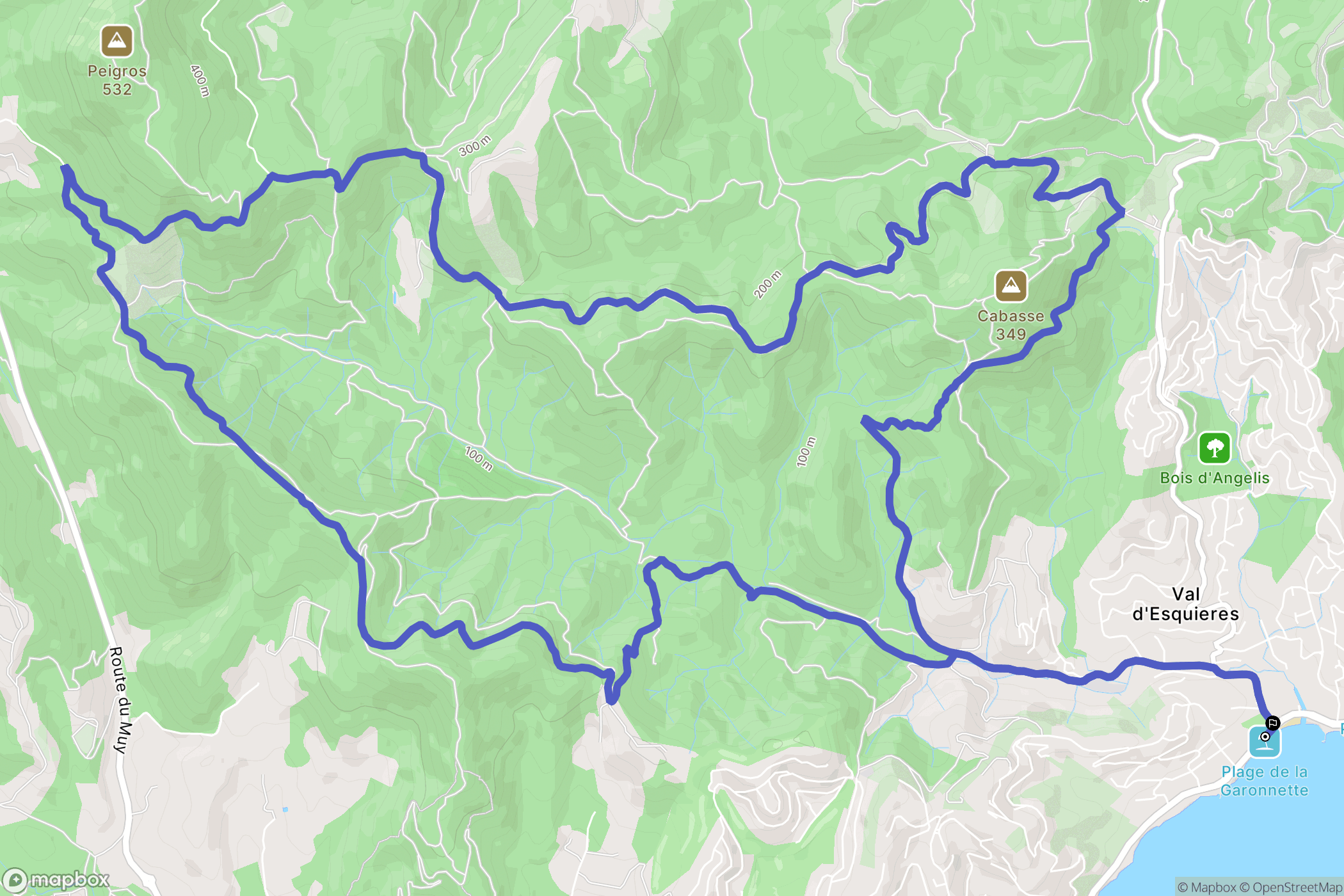 Sainte-Maxime : carte du parcours de randonnée - France