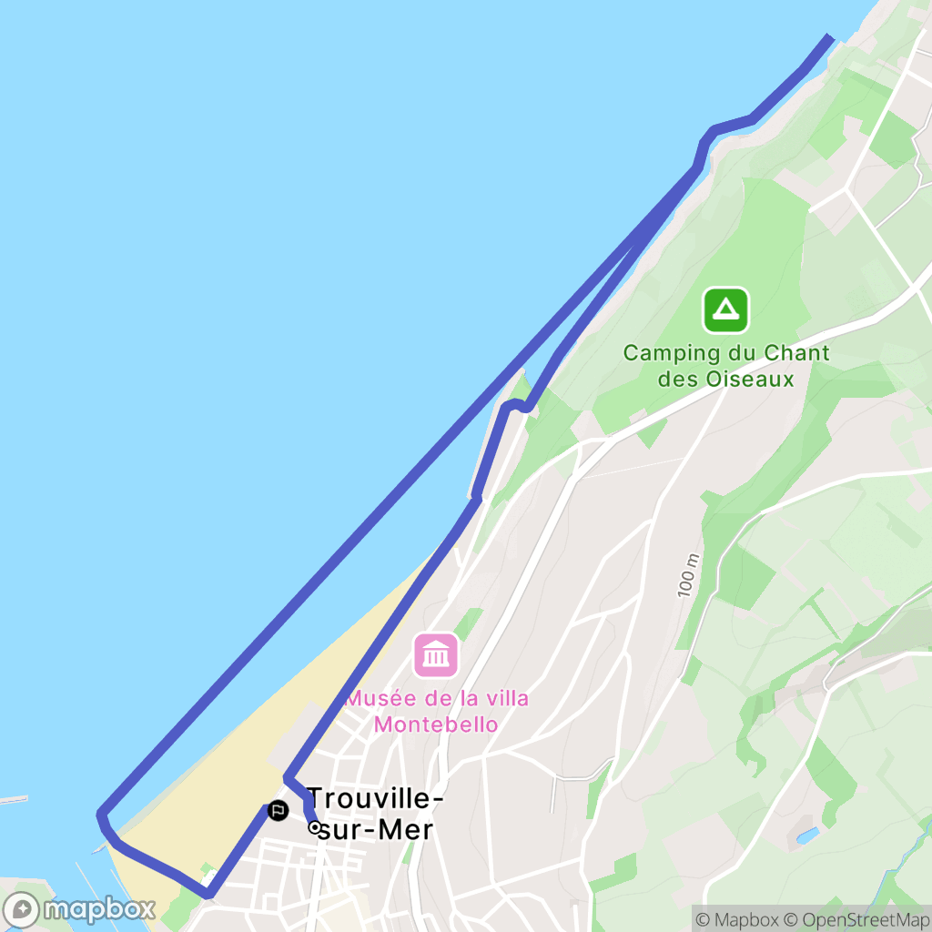 Trouville-sur-Mer : carte du parcours de randonnée - France
