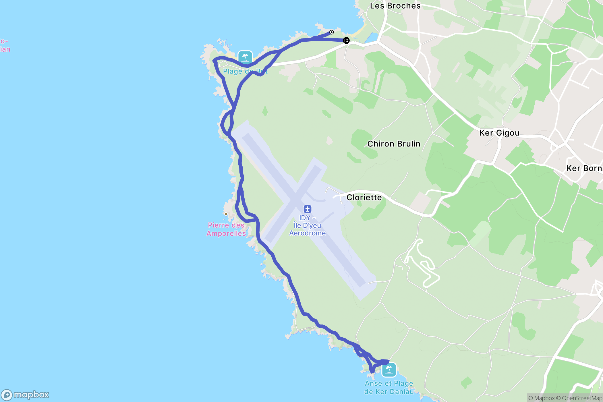 L'Île-d'Yeu : carte du parcours de randonnée - France