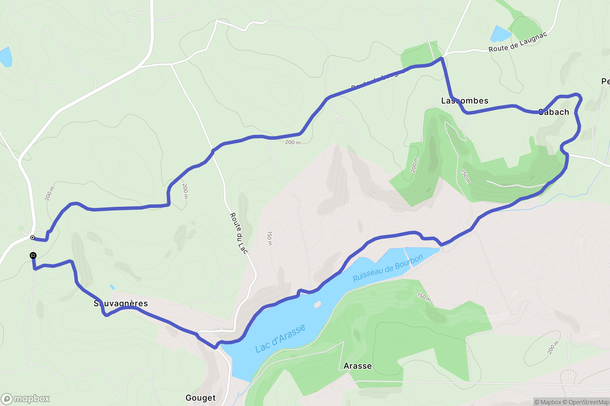 Laugnac : carte du parcours de randonnée - France
