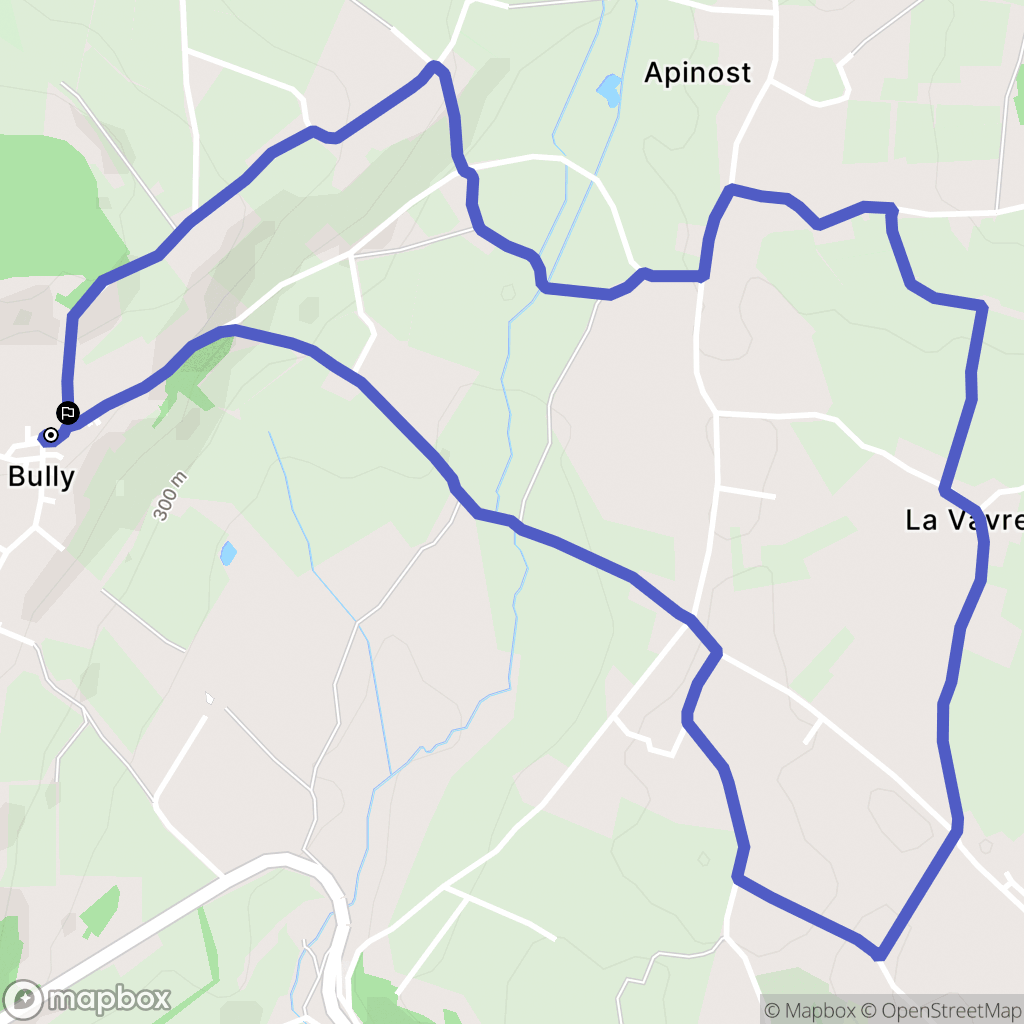 Bully : carte du parcours de randonnée - France