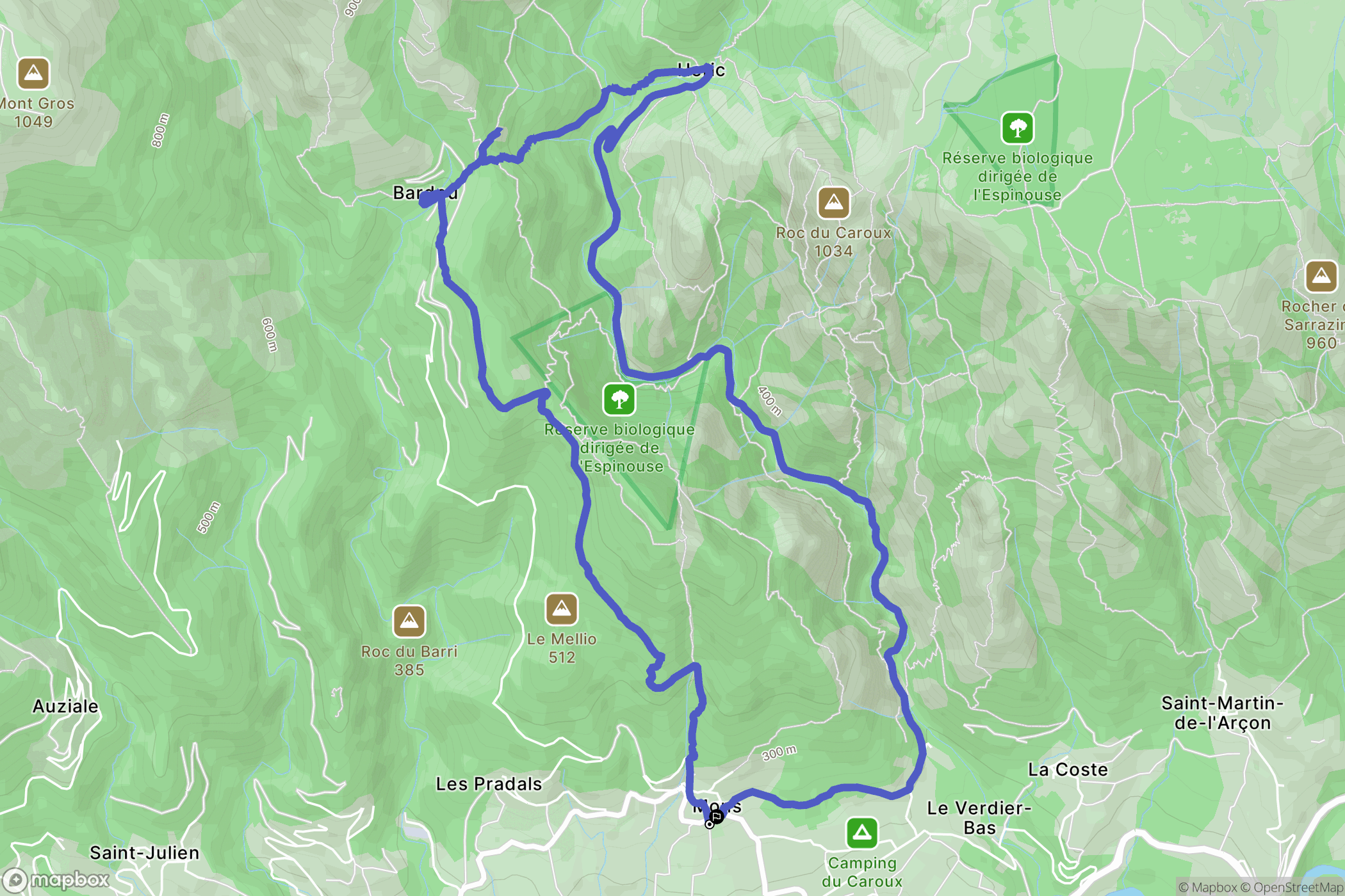 Mons : carte du parcours de randonnée - France