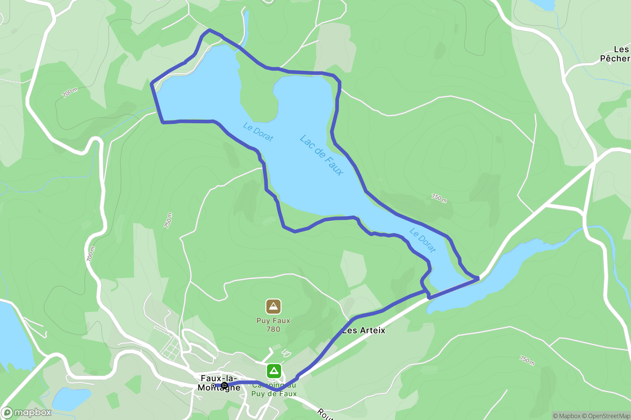 Faux-la-Montagne : carte du parcours de randonnée - France