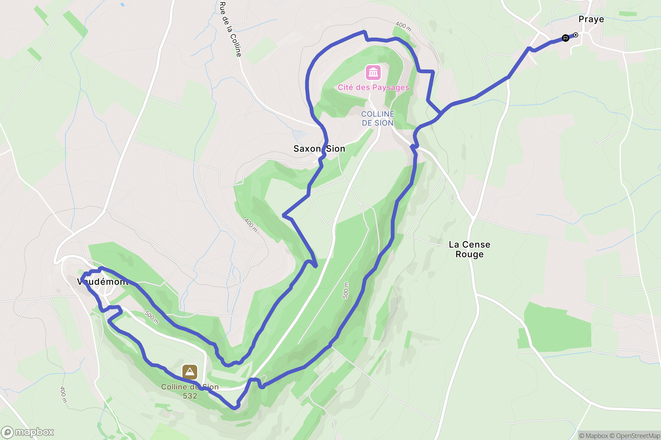 Praye : carte du parcours de randonnée - France
