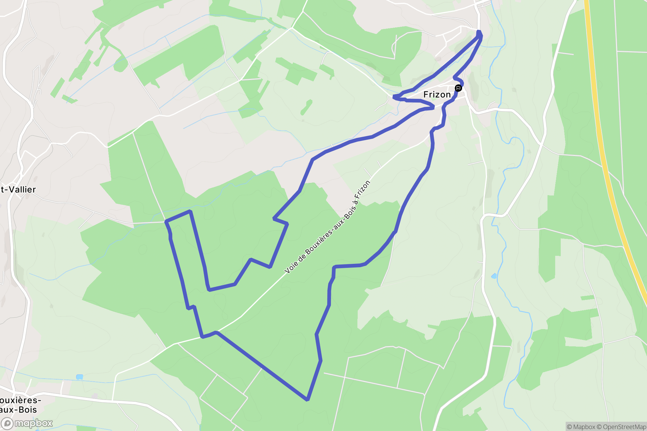 Frizon : carte du parcours de randonnée - France