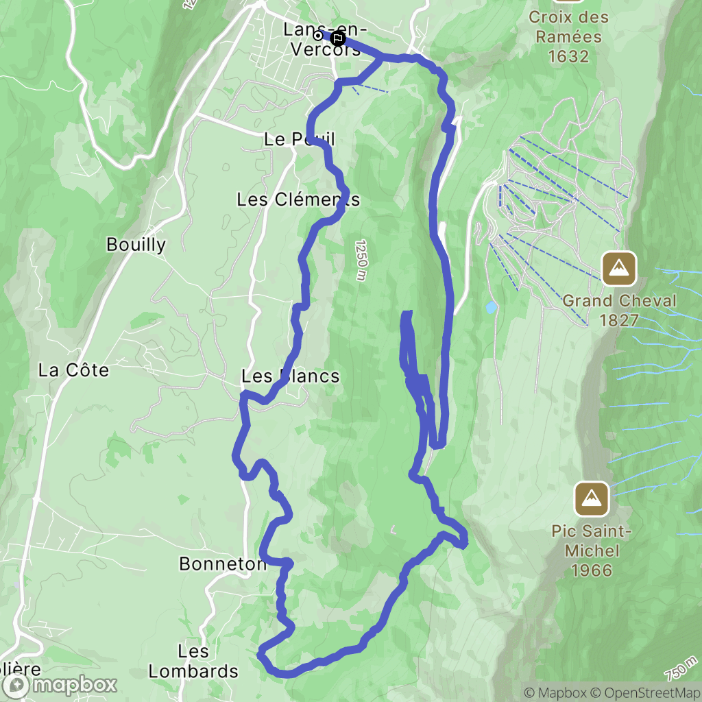 Lans-en-Vercors : carte du parcours de randonnée - France