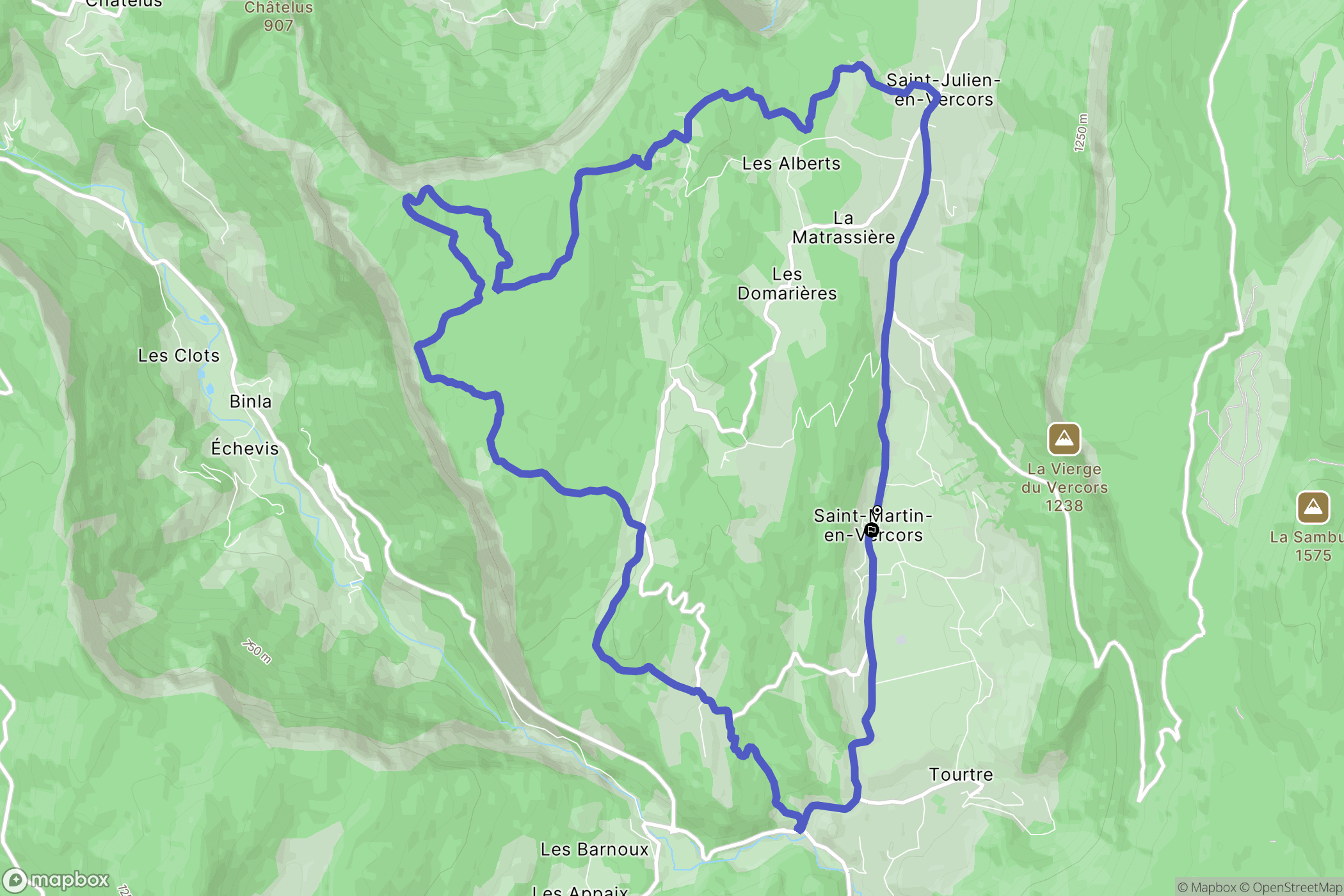 Saint-Martin-en-Vercors : carte du parcours de randonnée - France