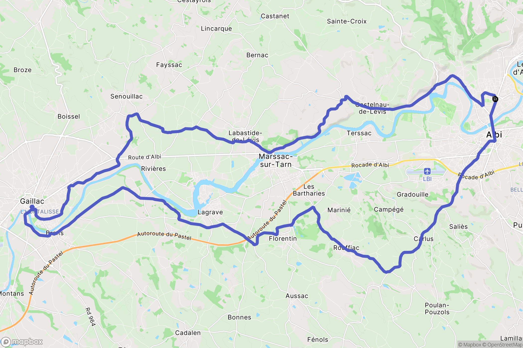 Albi : carte du parcours de randonnée - France