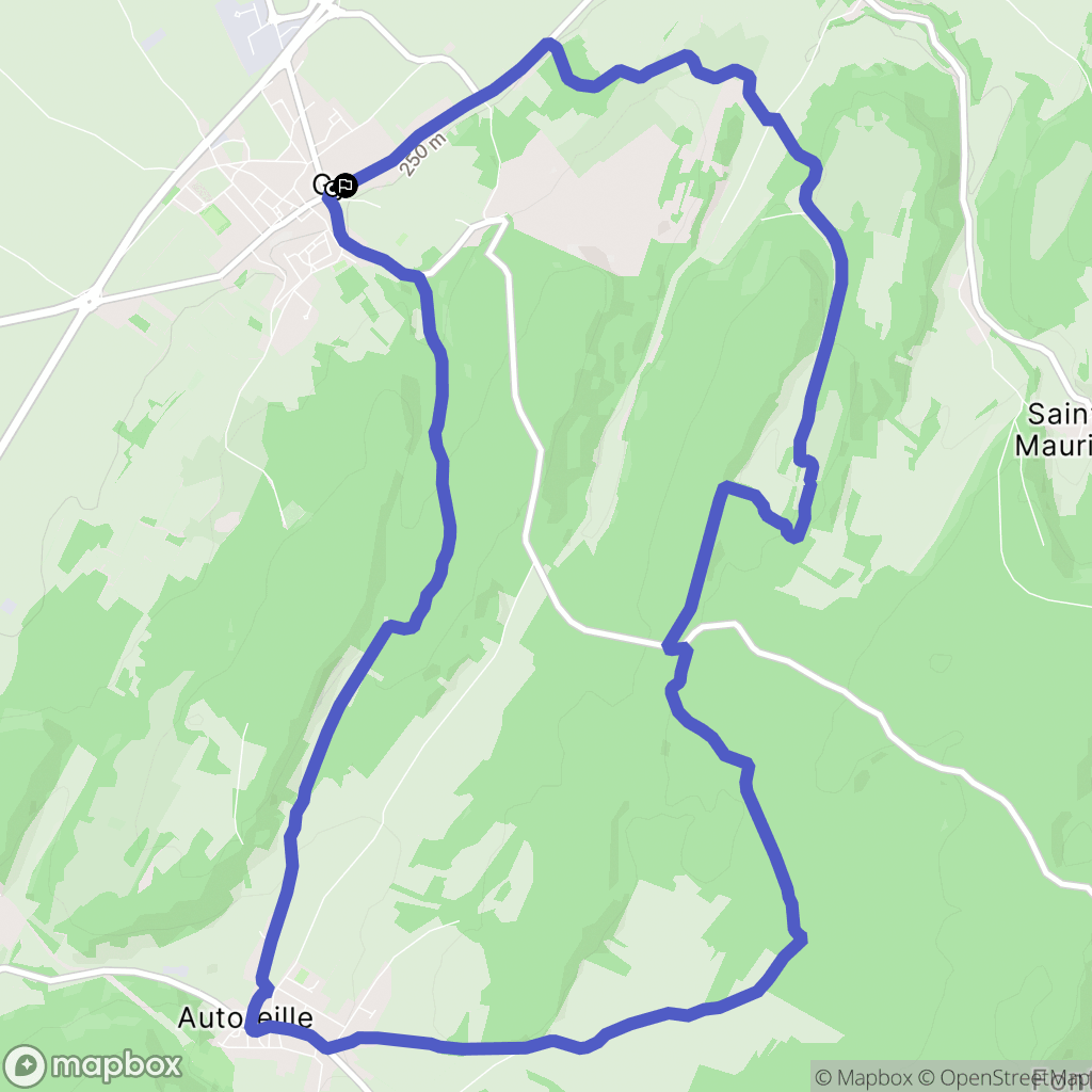 Gy : carte du parcours de randonnée - France