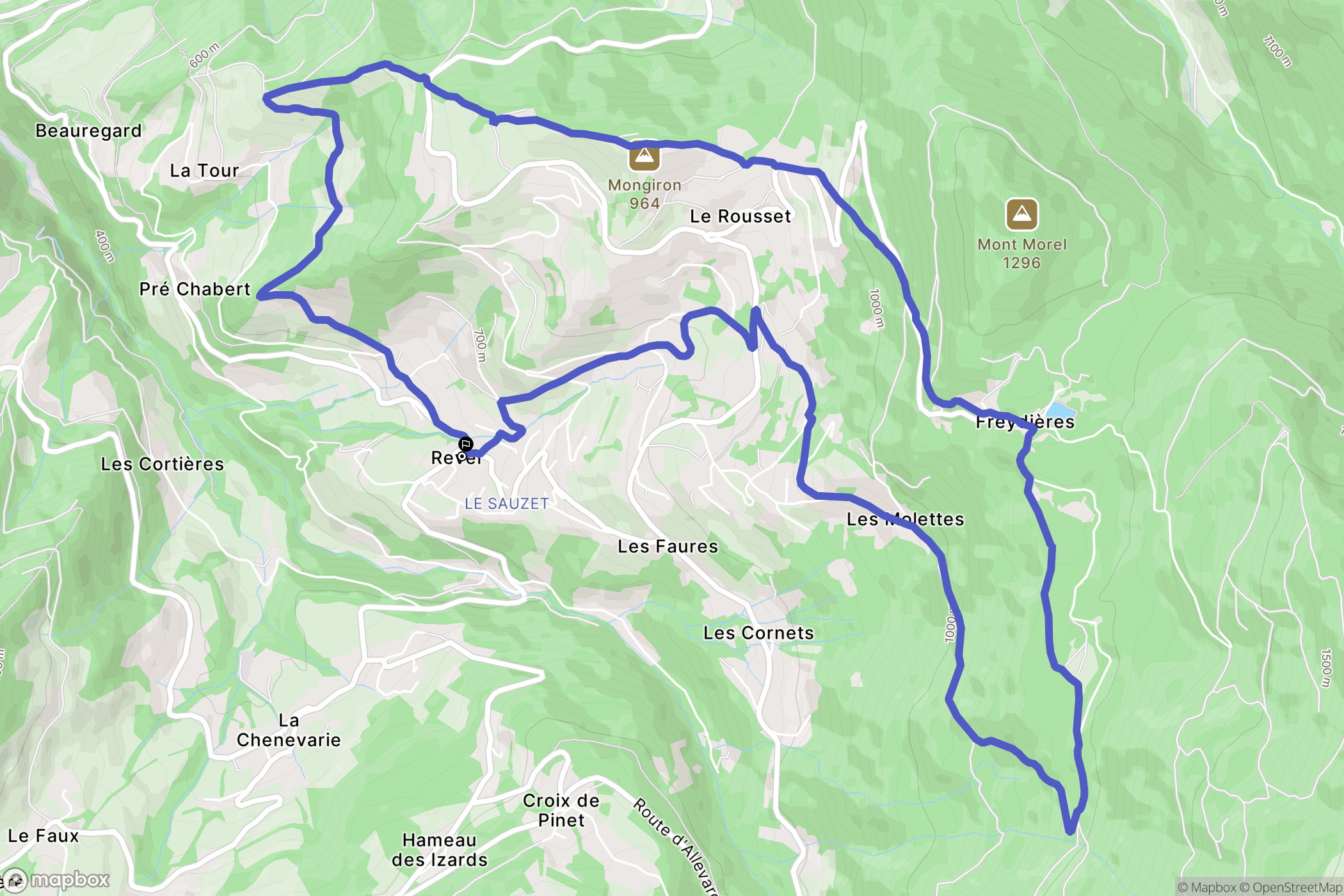 Revel : carte du parcours de randonnée - France