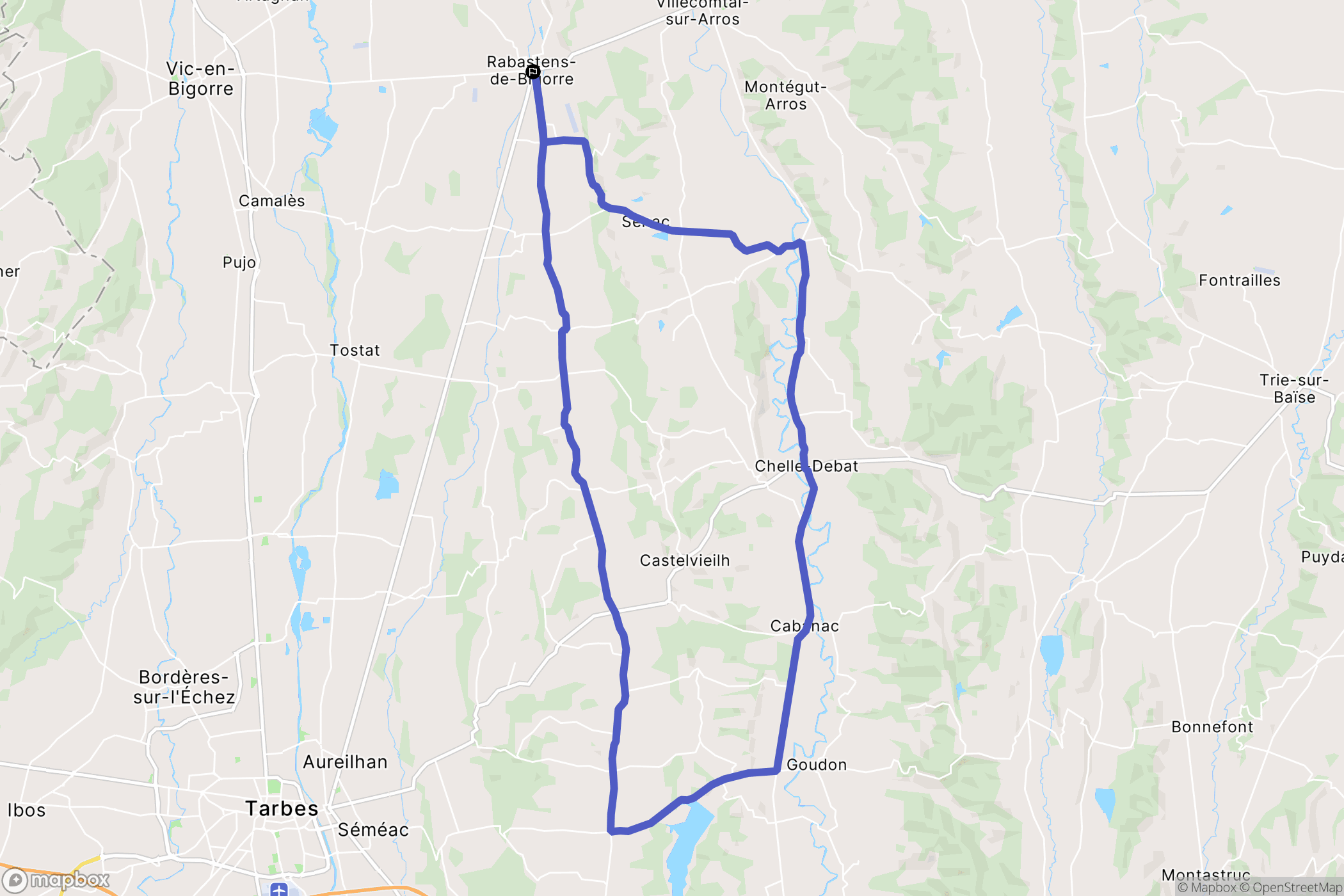 Rabastens-de-Bigorre : carte du parcours de randonnée - France