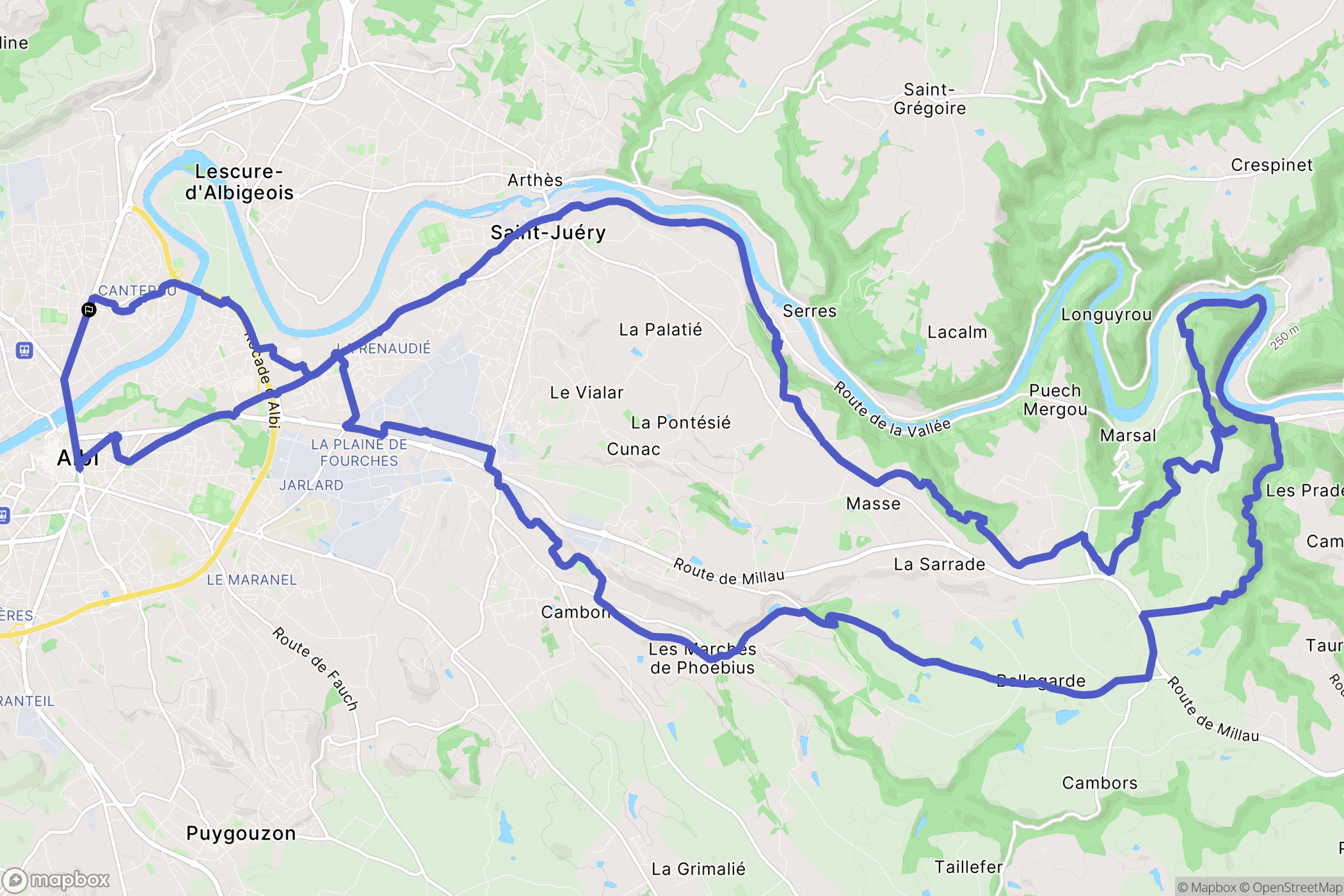 Albi : carte du parcours de randonnée - France