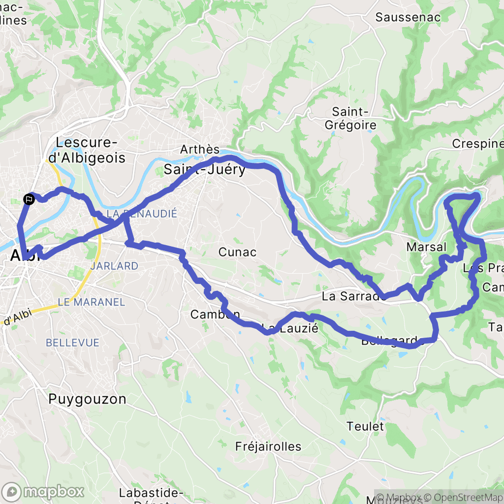 Albi : carte du parcours de randonnée - France