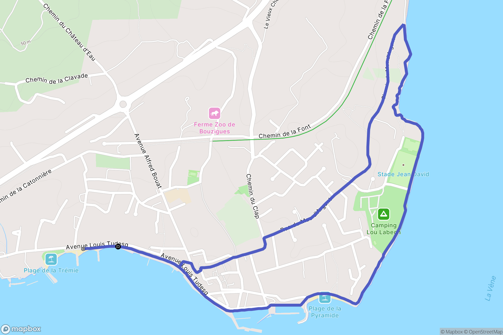 Bouzigues : carte du parcours de randonnée - France