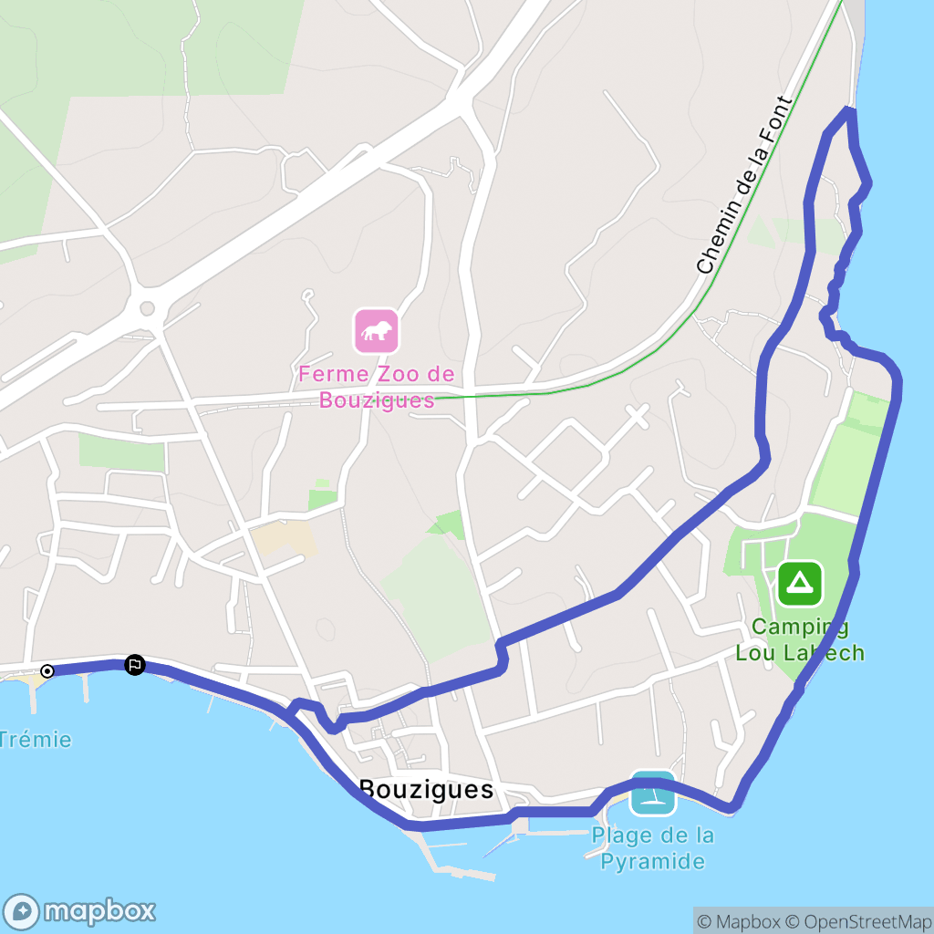 Bouzigues : carte du parcours de randonnée - France
