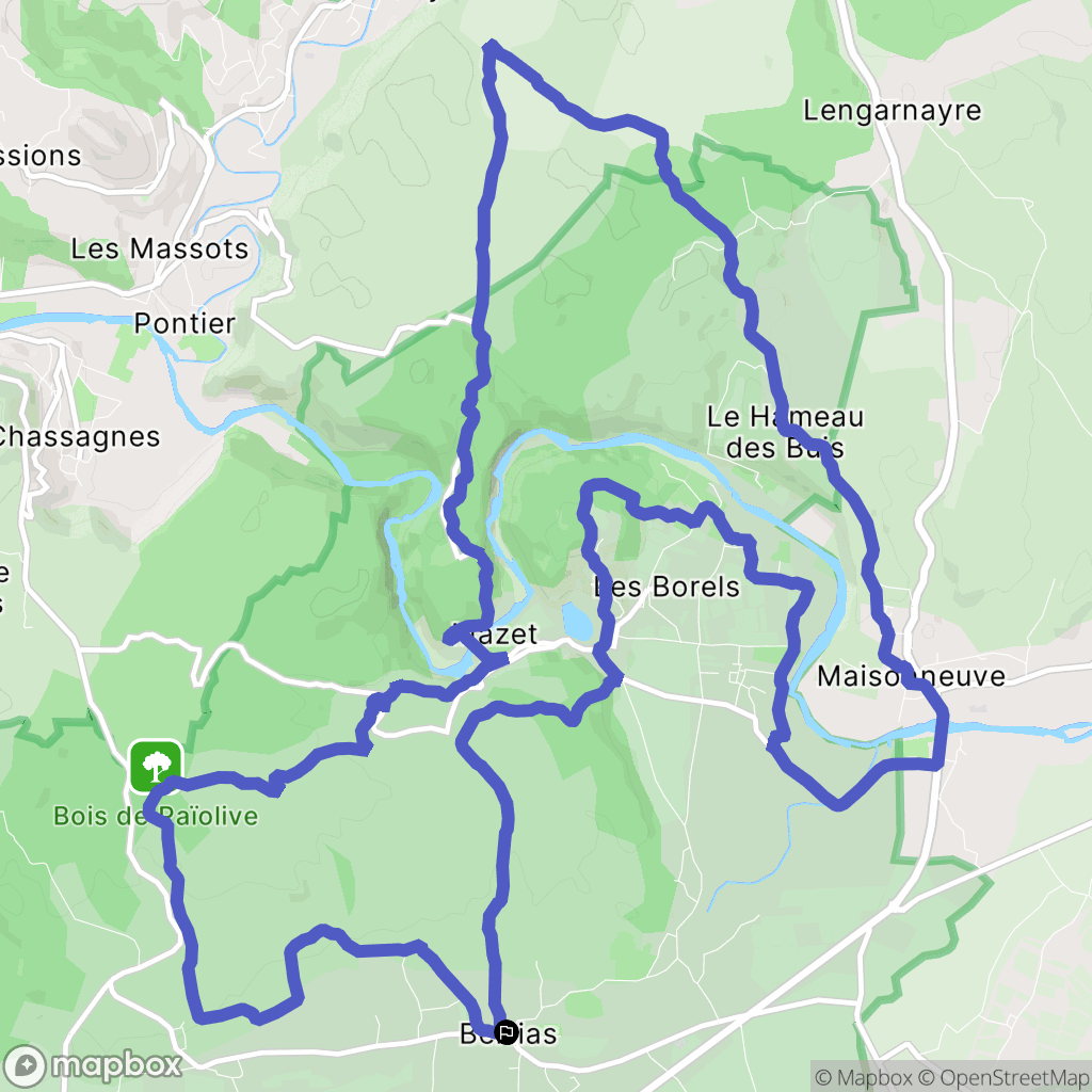 Berrias-et-Casteljau : carte du parcours de randonnée - France