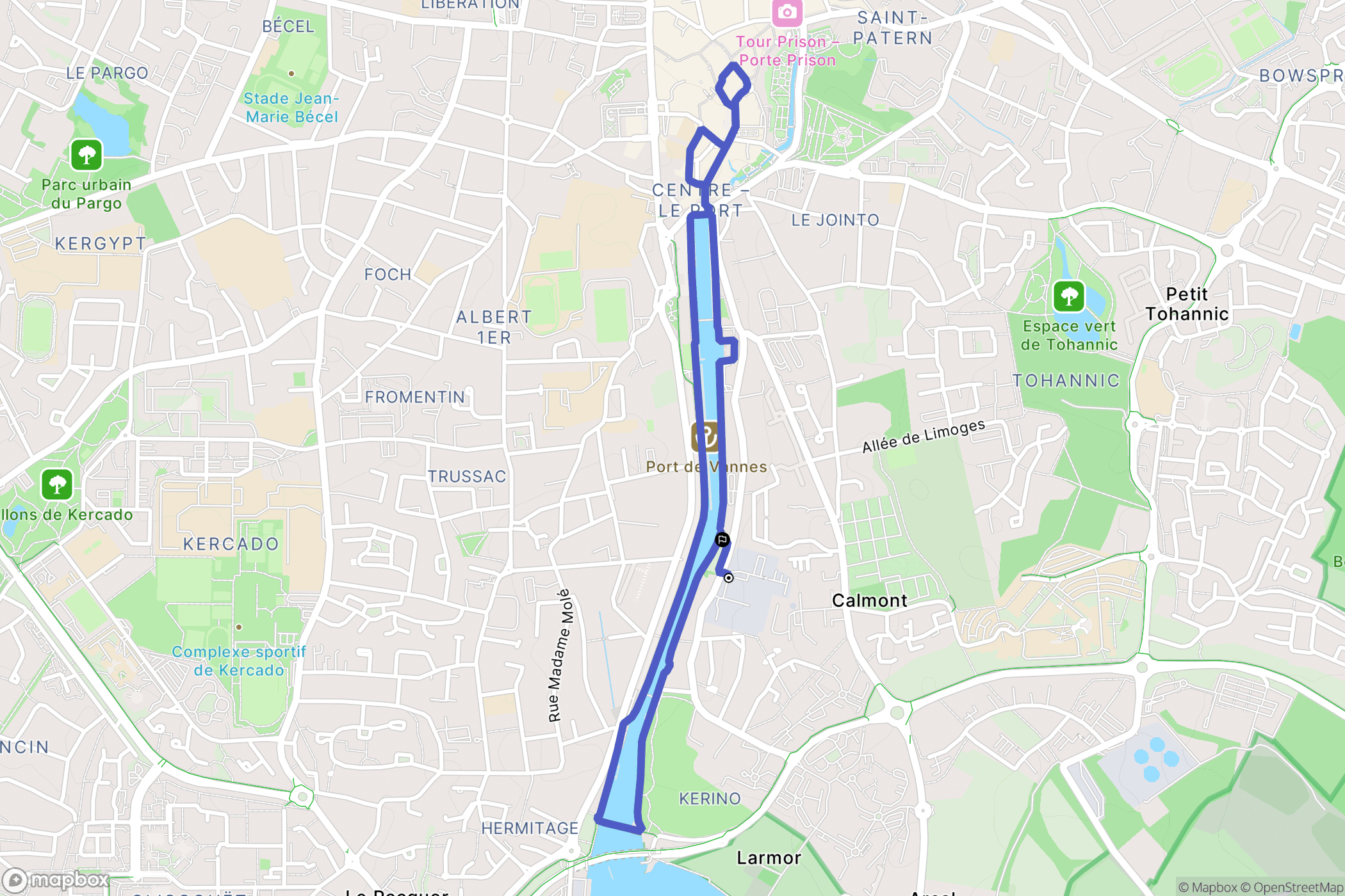Vannes : carte du parcours de randonnée - France
