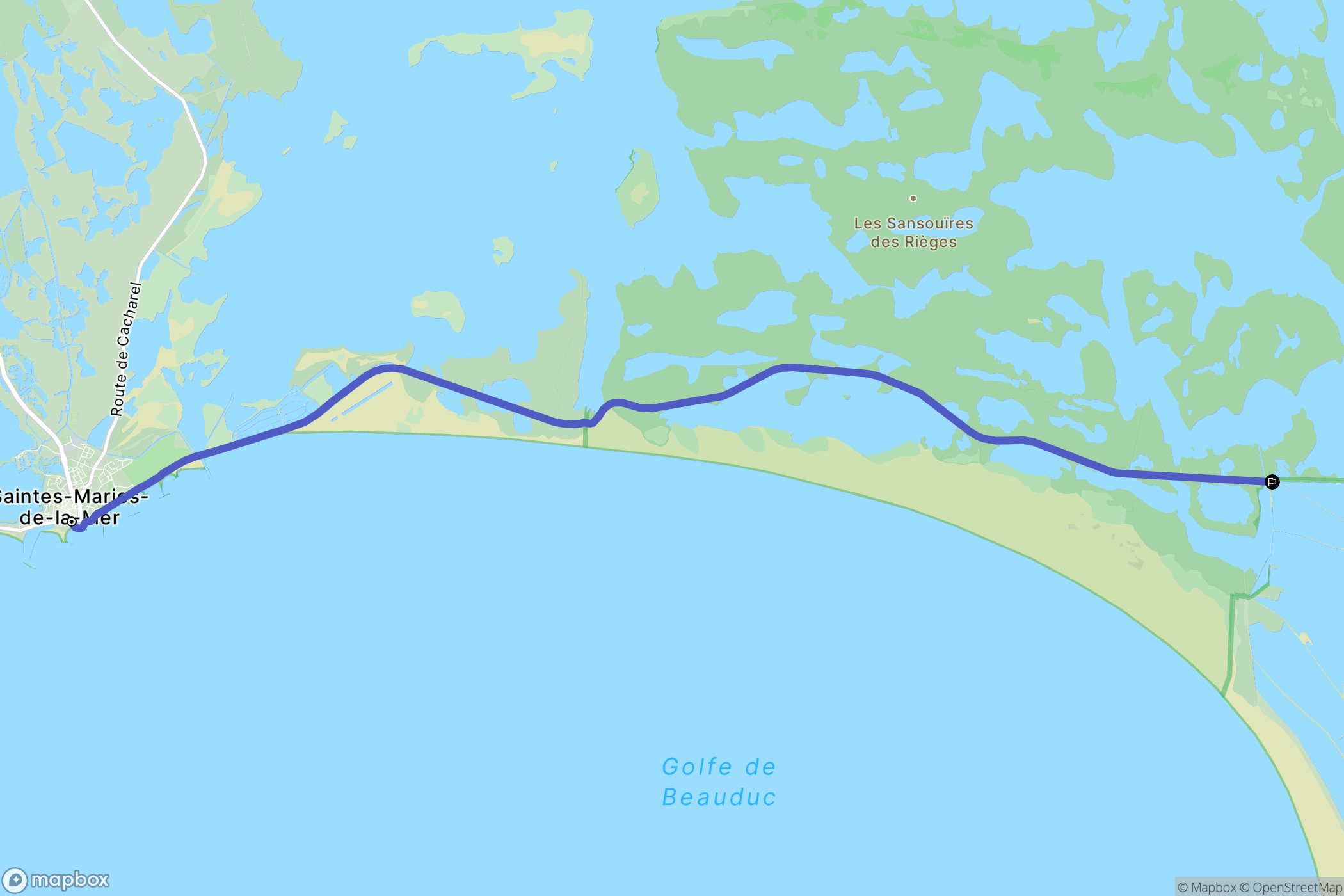 Saintes-Maries-de-la-Mer : carte du parcours de randonnée - France