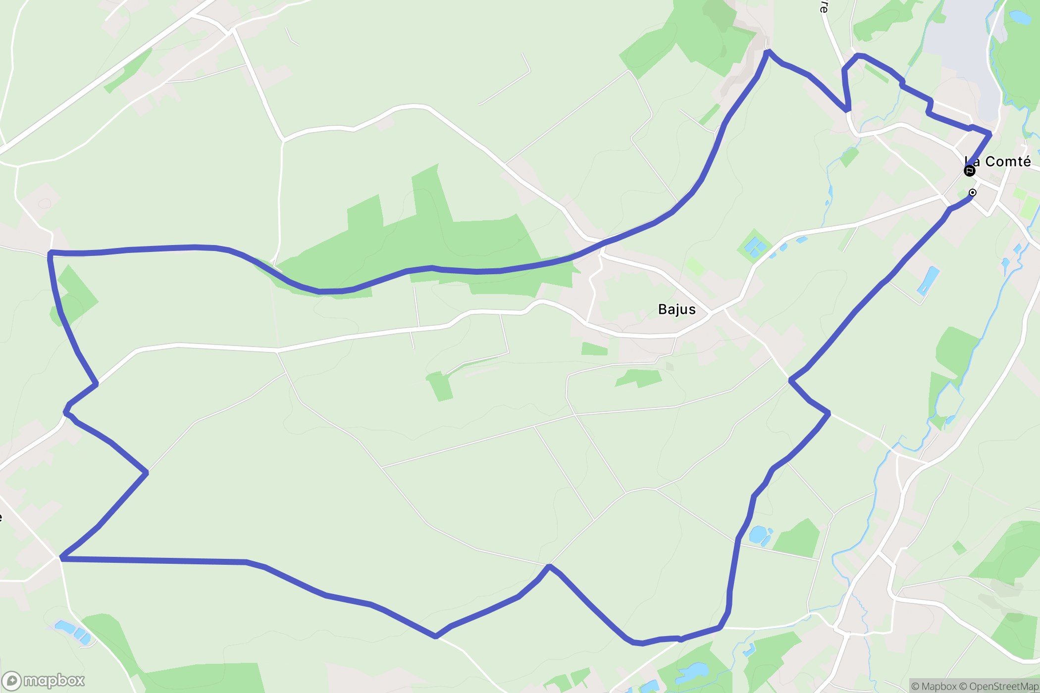 La Comté : carte du parcours de randonnée - France