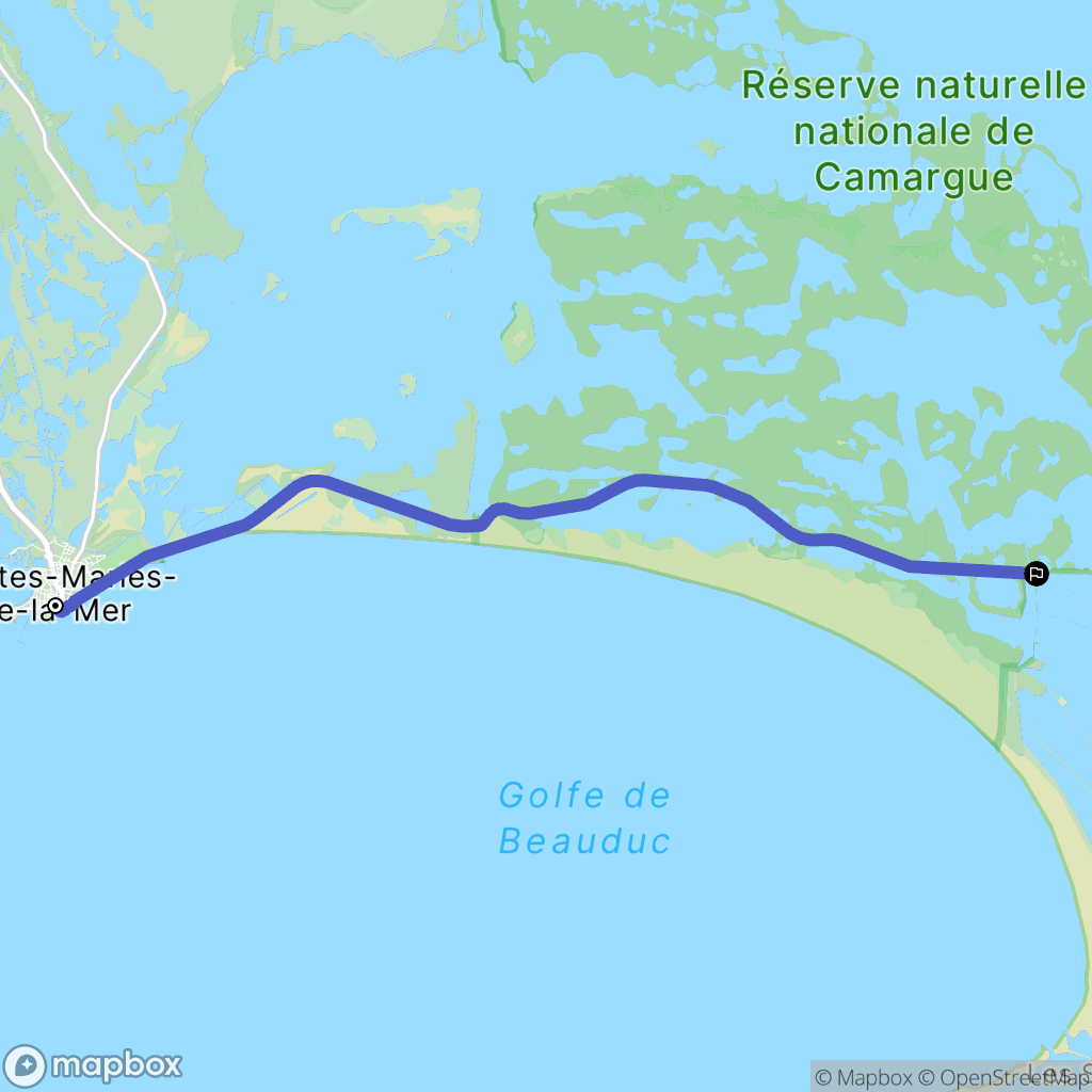 Saintes-Maries-de-la-Mer : carte du parcours de randonnée - France