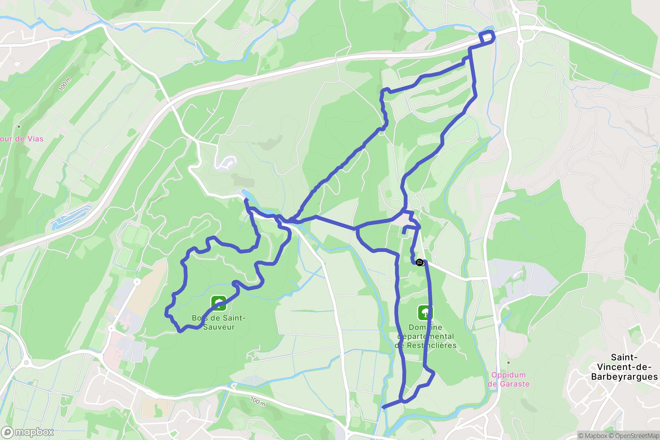 Prades-le-Lez : carte du parcours de randonnée - France