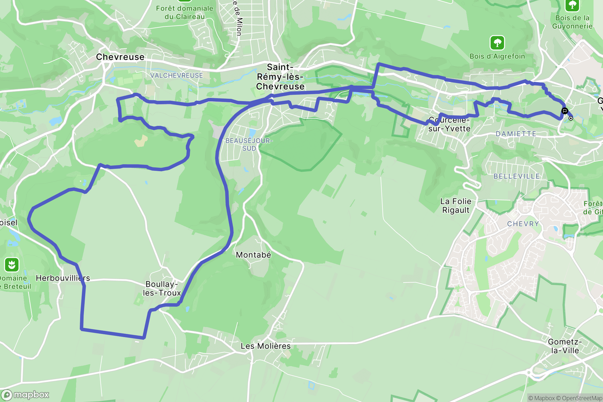 Gif-sur-Yvette : carte du parcours de randonnée - France