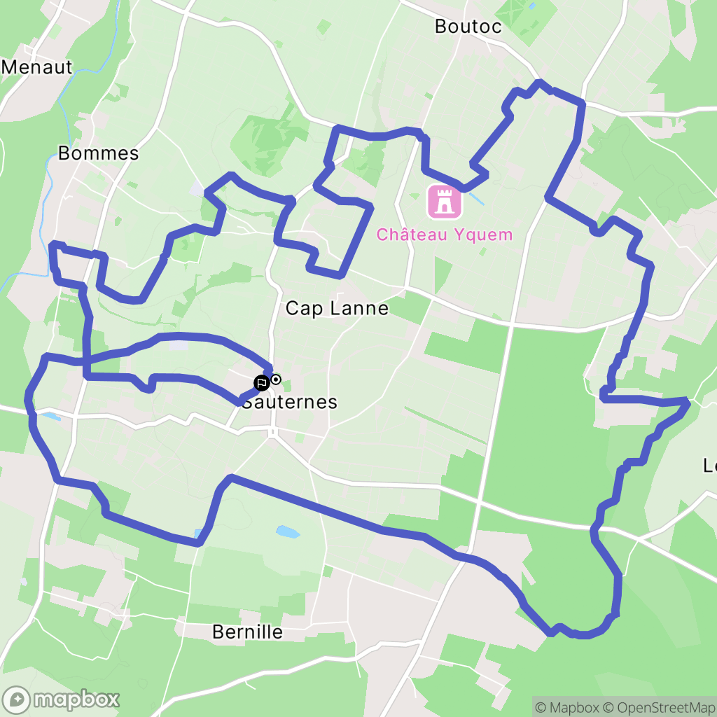 Sauternes : carte du parcours de randonnée - France