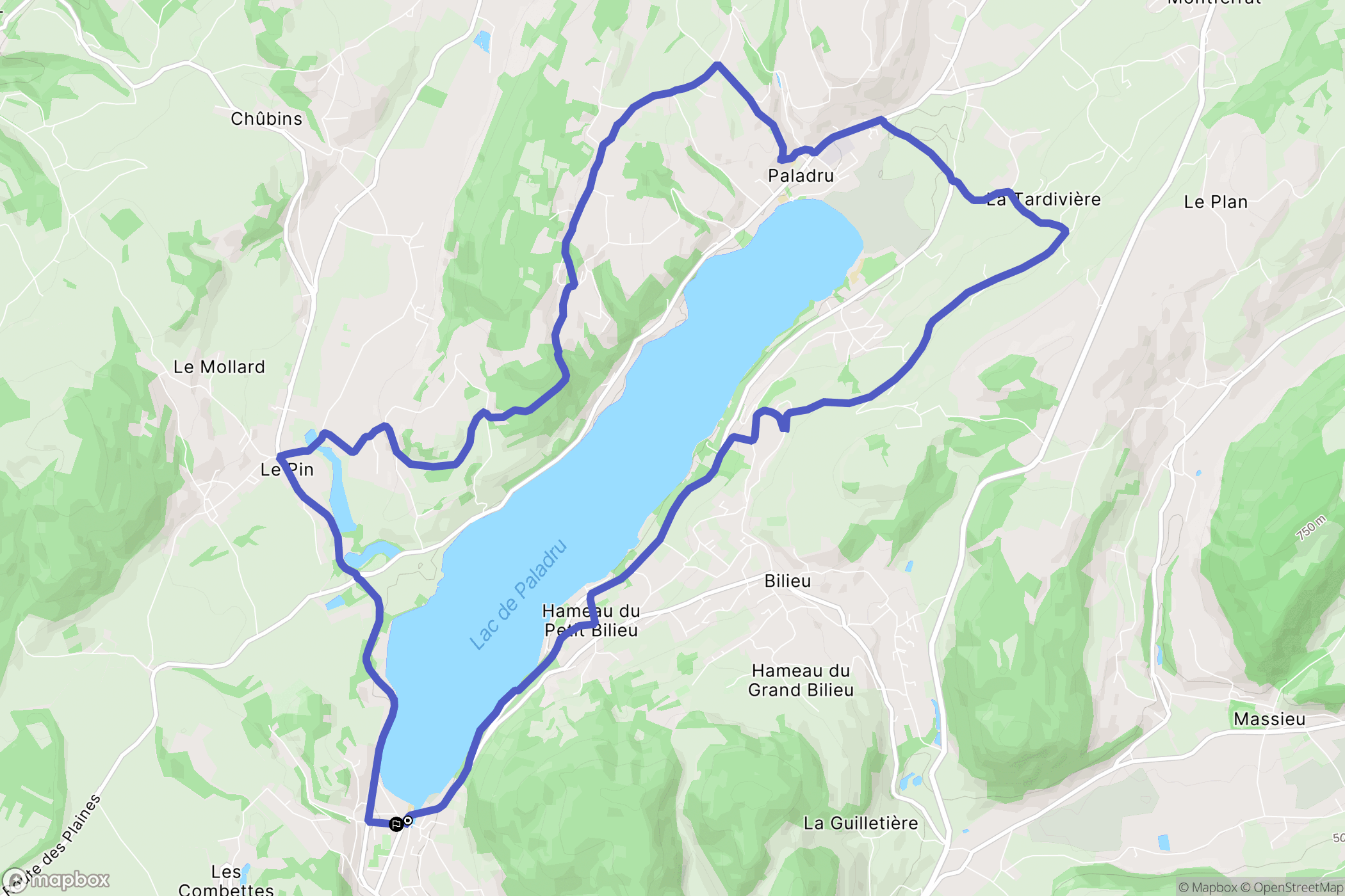 Charavines : carte du parcours de randonnée - France